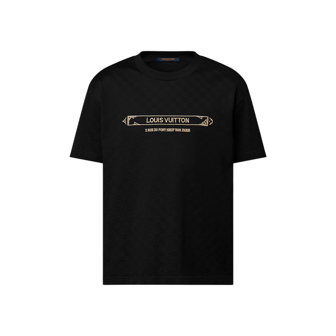루이비통 엠벨리시드 다미에 피케 티셔츠 블랙(Louis Vuitton Embellished Damier Pique T-Shirt Black)