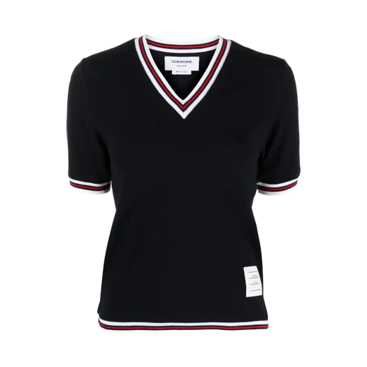 (W) Thom Browne Short Sleeve T-Shirt Navy