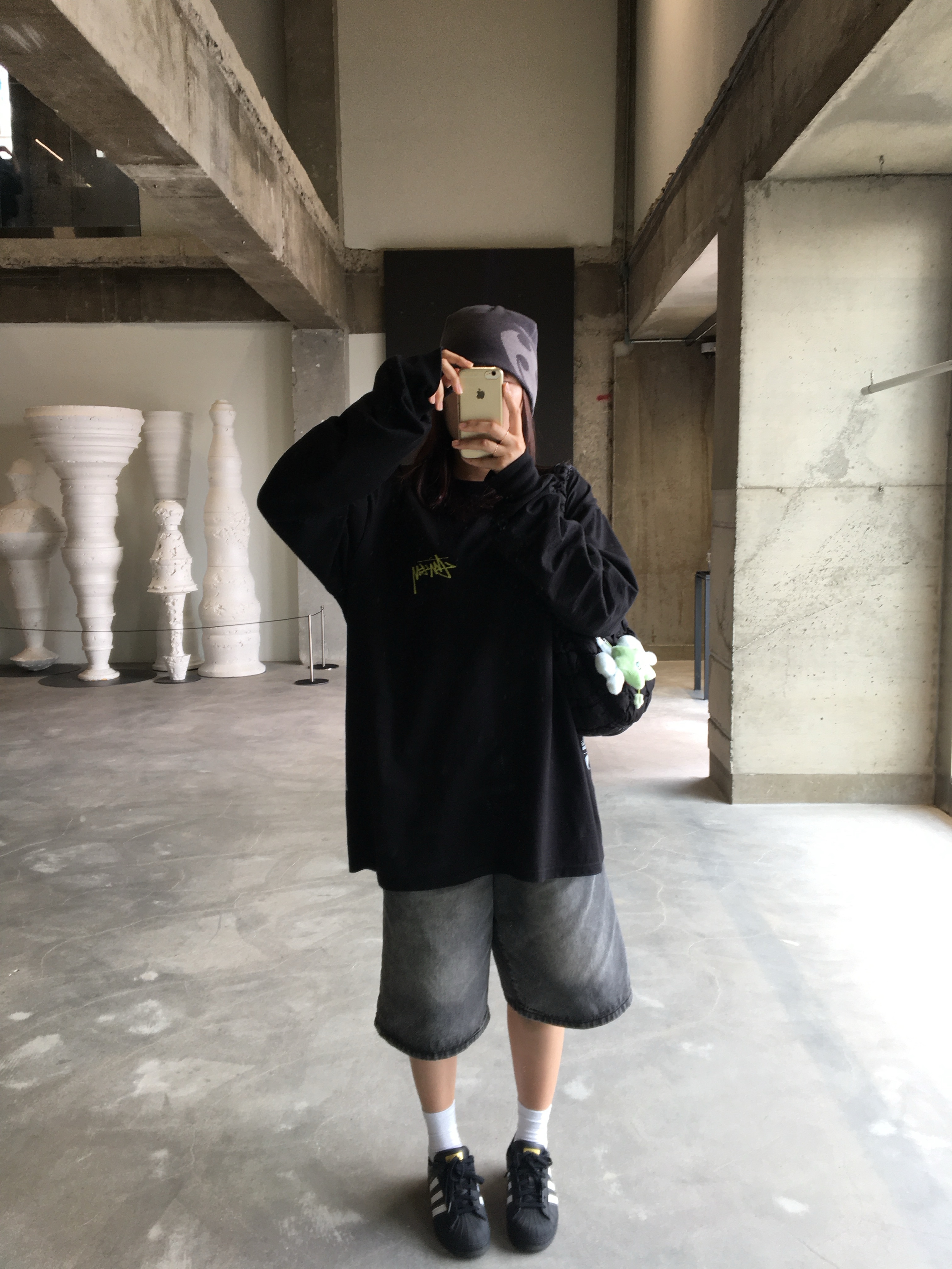 Sansan Gear Logo Beanie Charcoal - 24FW, (J) Adidas Superstar Black White 착용 스타일