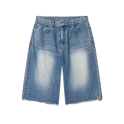 ANNOT Cut Off Denim Shorts Light Blue