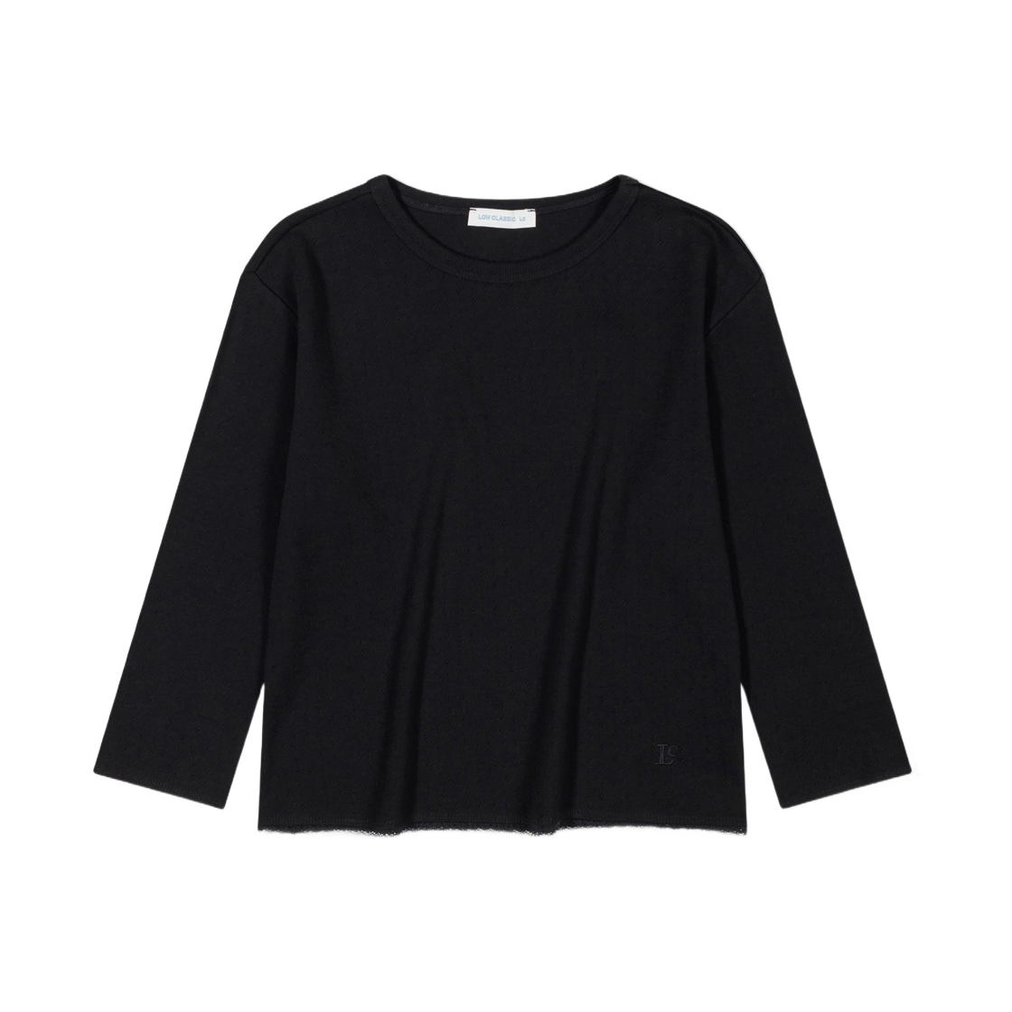 (W) 로우클래식 레이스 티셔츠 블랙((W) Low Classic Pointell Lace T-Shirt Black)