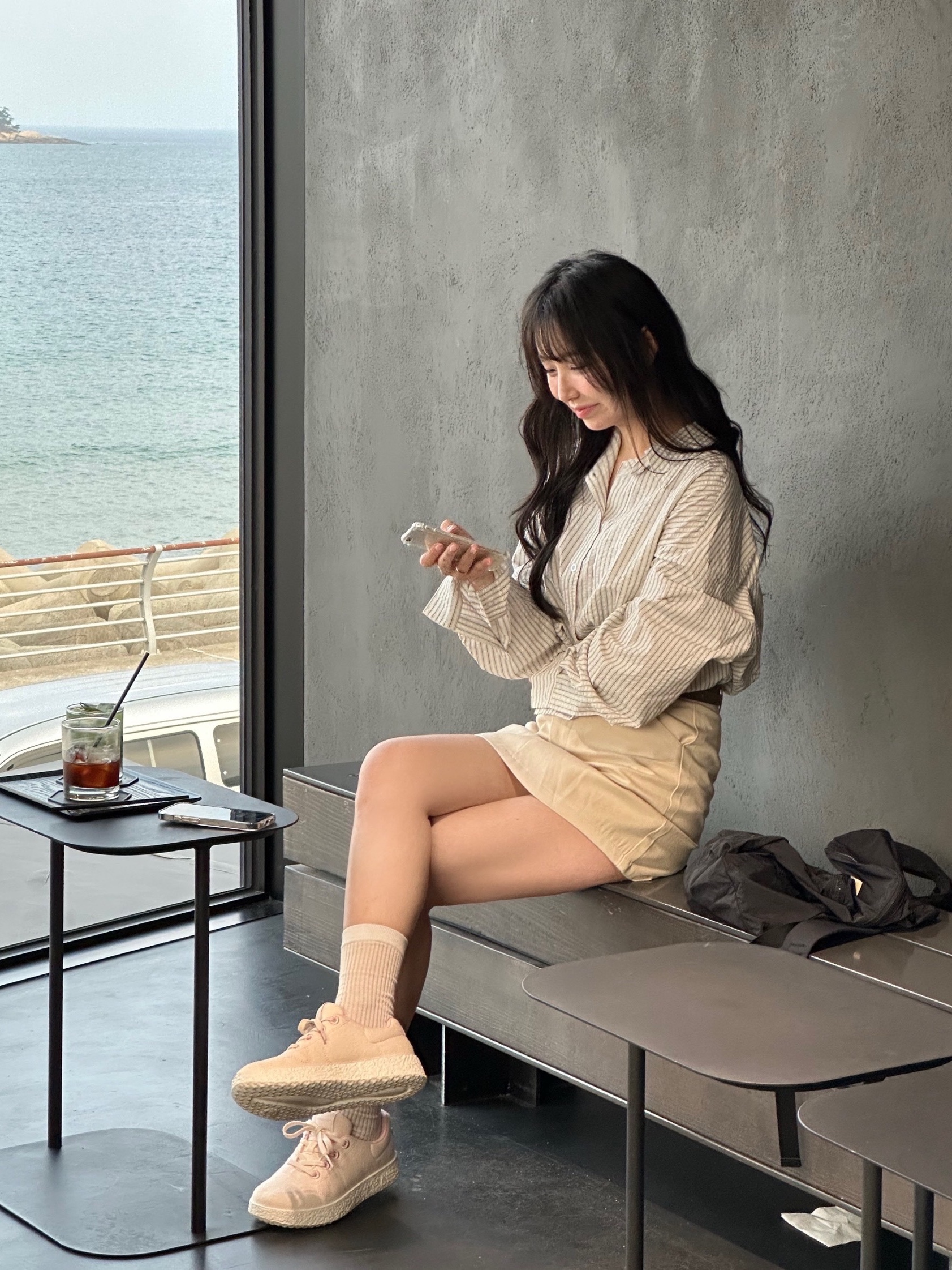 [6% 적립] LeMouton Mate Cream Pink 착용 스타일 - 2