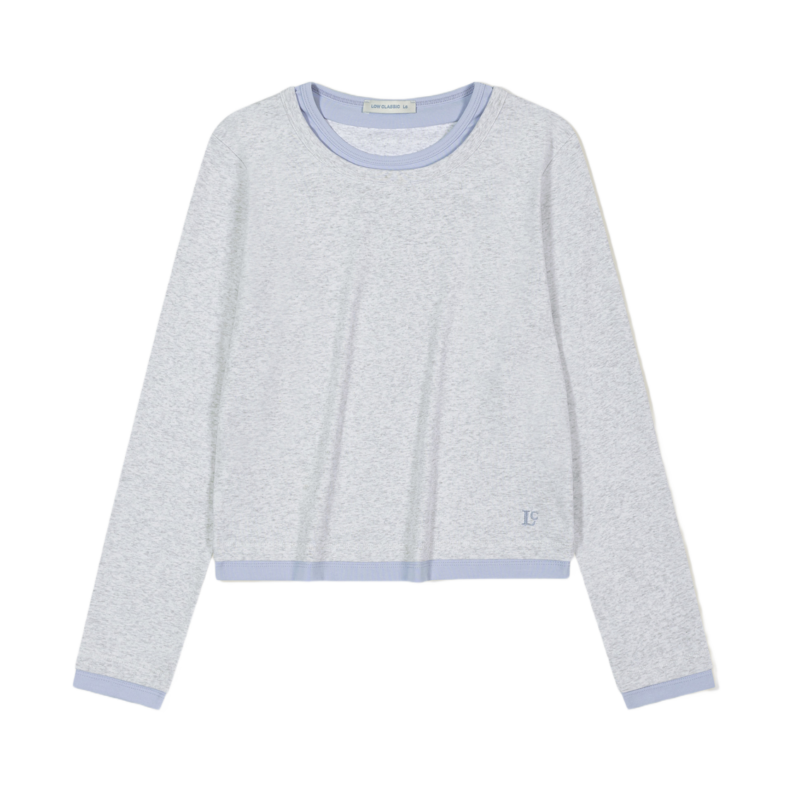 (W) 로우클래식 오가닉 실크 레이어드 티셔츠 라이트 멜란지 그레이((W) Low Classic Organic Silket Layered T-Shirt Light Melange Grey)