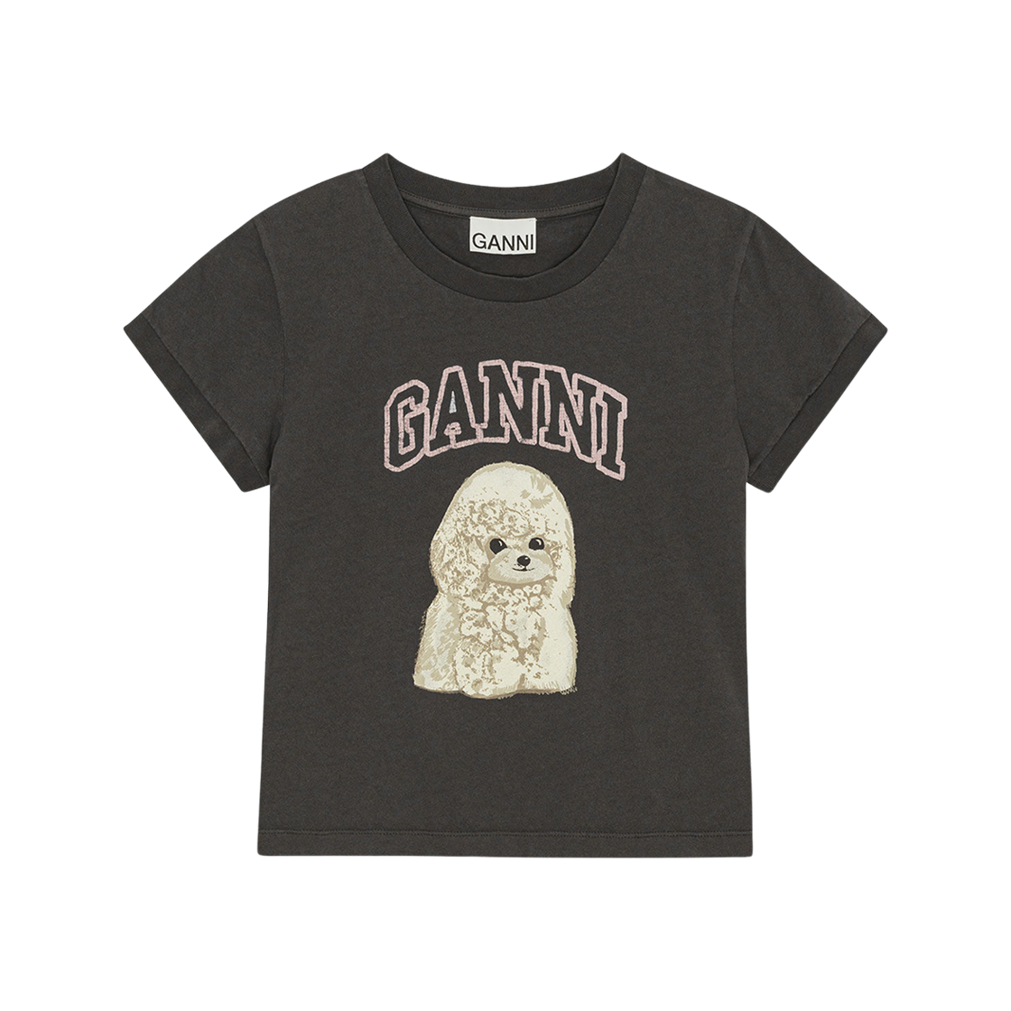 (W) 가니 푸들 그래픽 티셔츠 팬텀((W) Ganni Poodle Graphic T-Shirt Phantom)