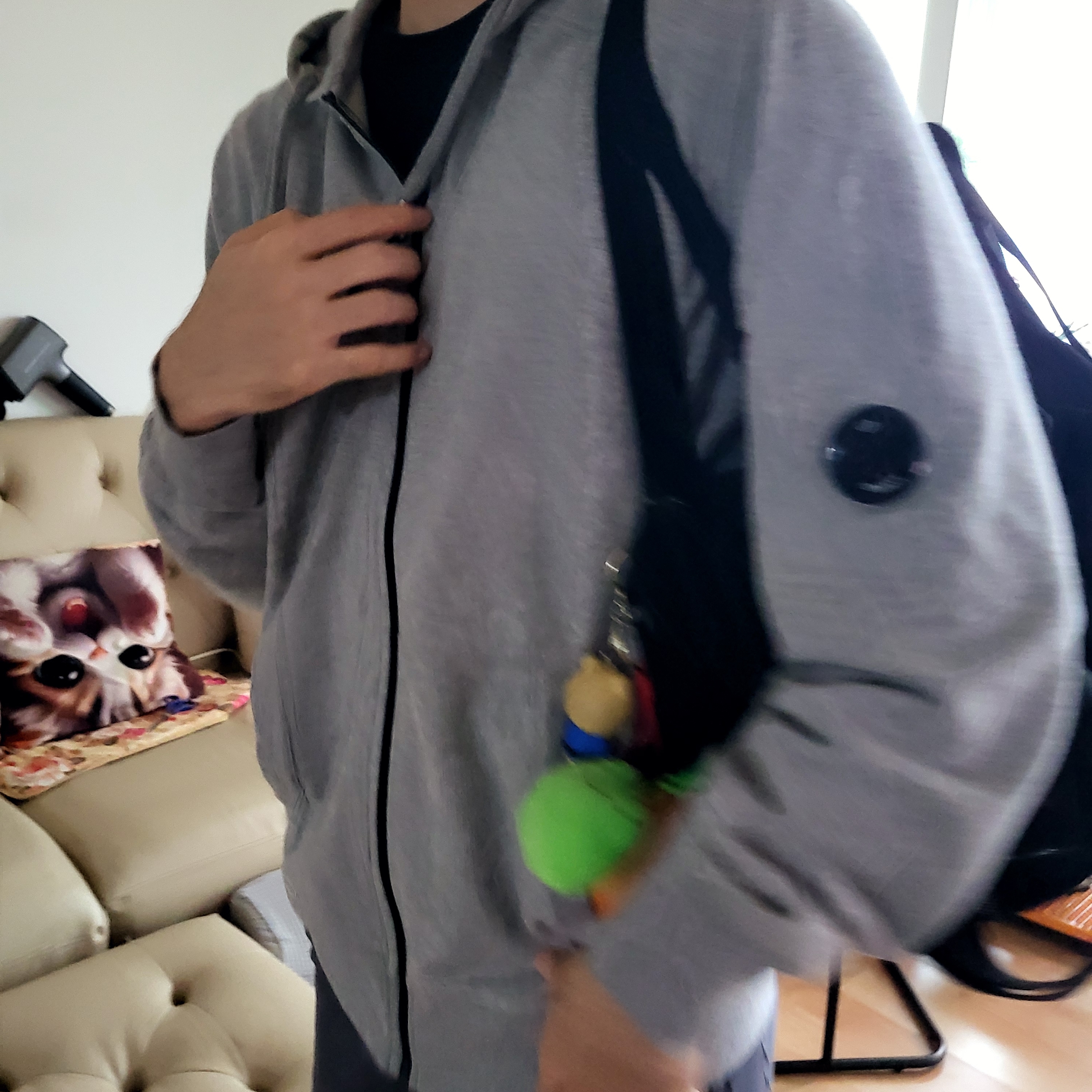 C.P. Company Light Fleece Zipped Hoodie Grey Melange - 22FW 착용 스타일 - 1
