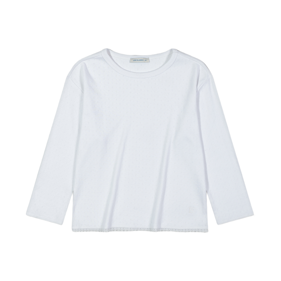 (W) 로우클래식 레이스 티셔츠 화이트((W) Low Classic Pointell Lace T-Shirt White)
