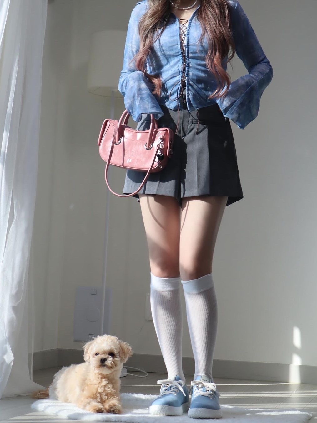 [6% 적립] LeMouton Mate Lightblue 착용 스타일 - 4