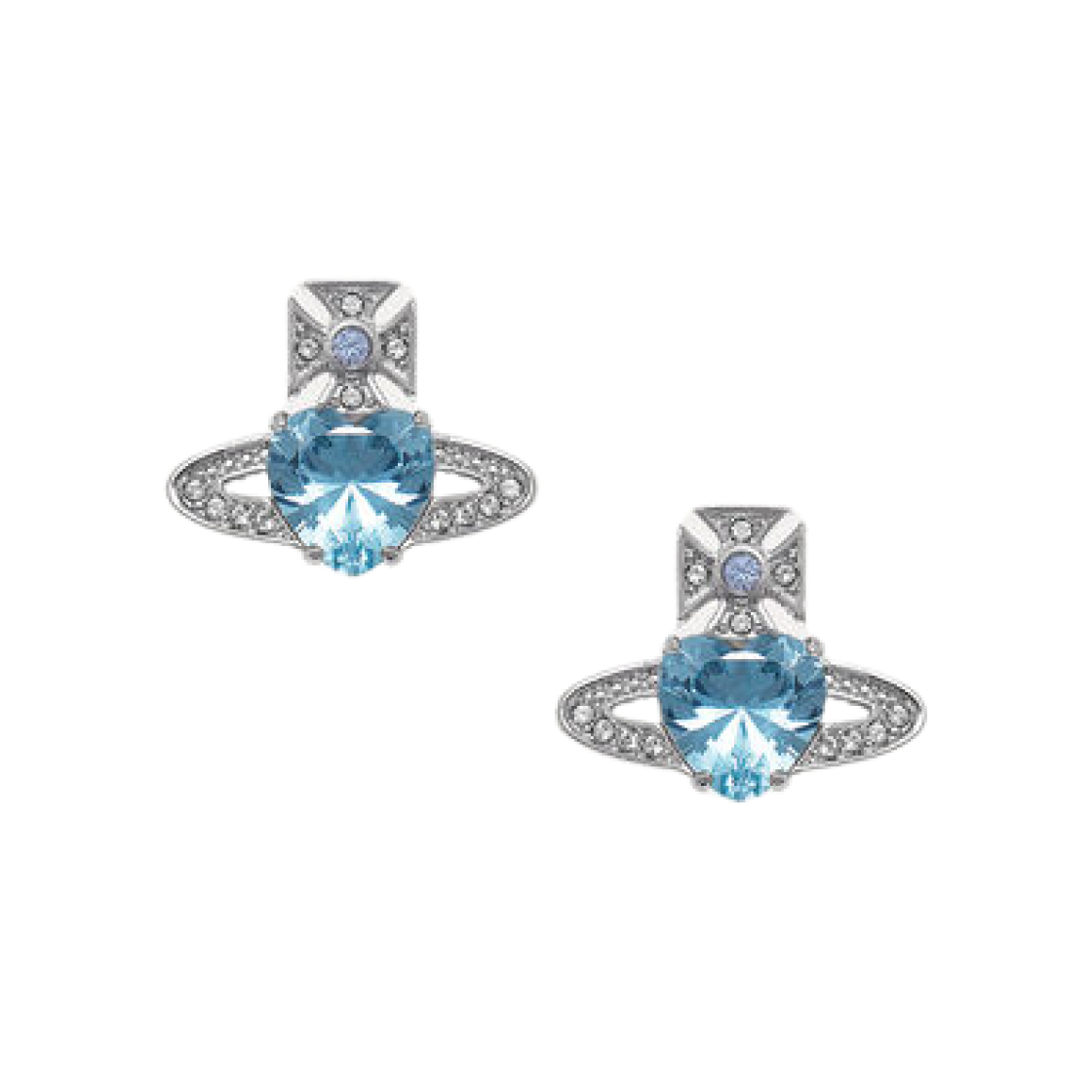 6201031T-02P649 Vivienne Westwood Ariella Earrings Platinum Aquamarine CZ