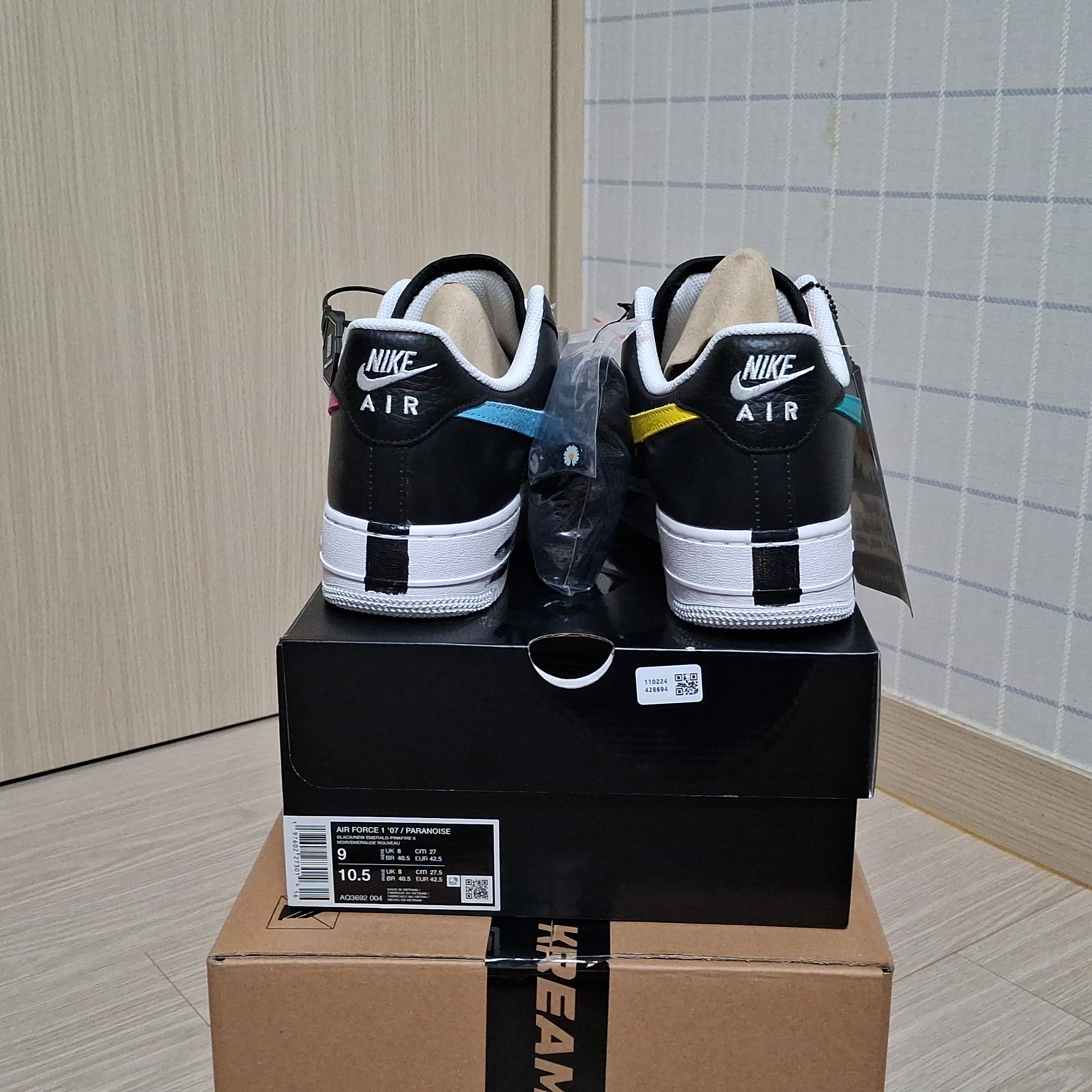 Nike x Peaceminusone Air Force 1 Low Para-Noise 3.0 Black and Multicolor 착용 스타일 - 4