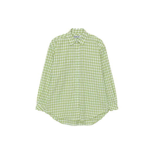 253FCOTOP006 Enzoblues Frill Checked Over-Fit Shirt Green