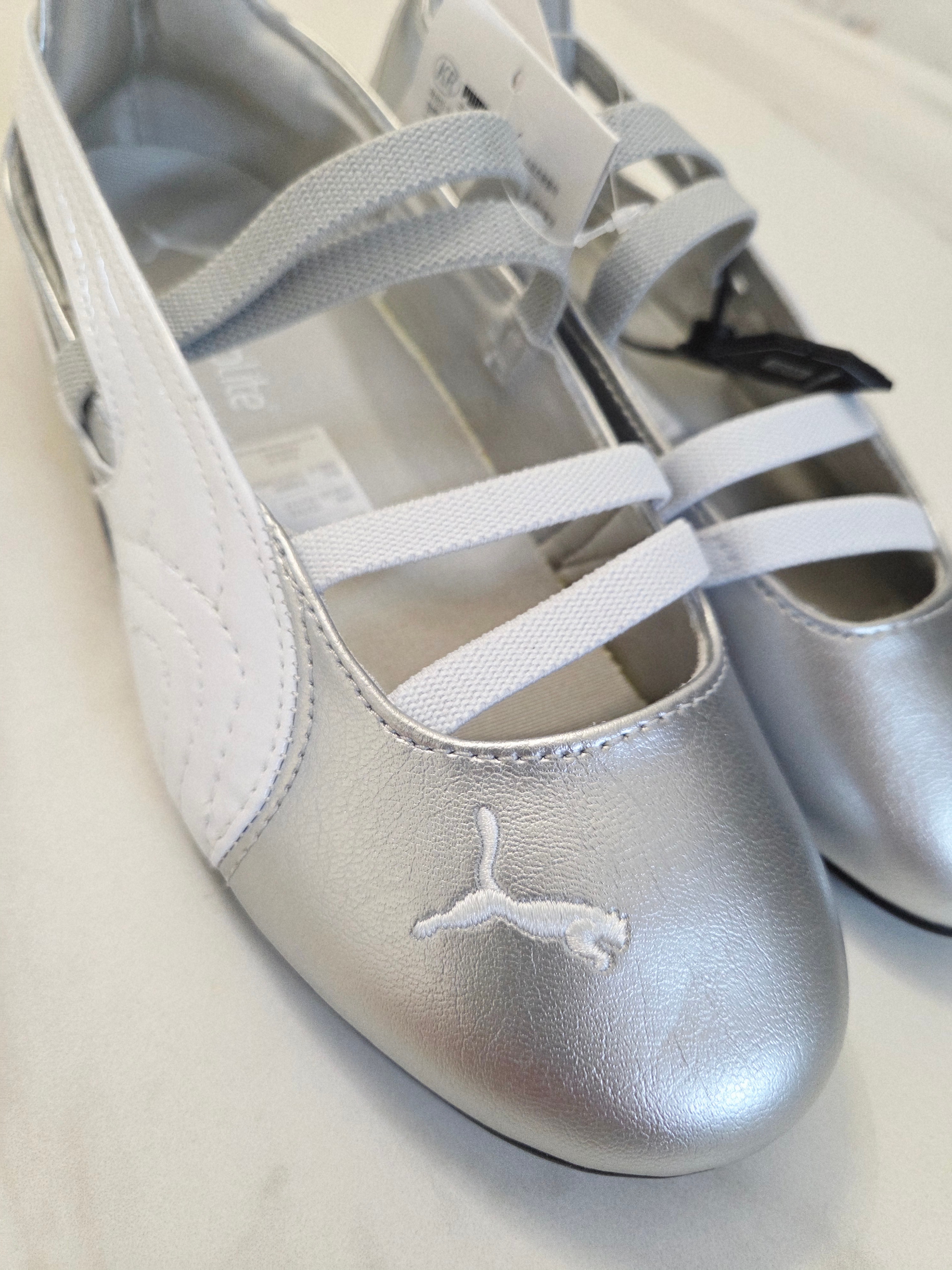 (W) Puma Speedcat Ballet Metallic Puma Silver Puma White 착용 스타일 - 3