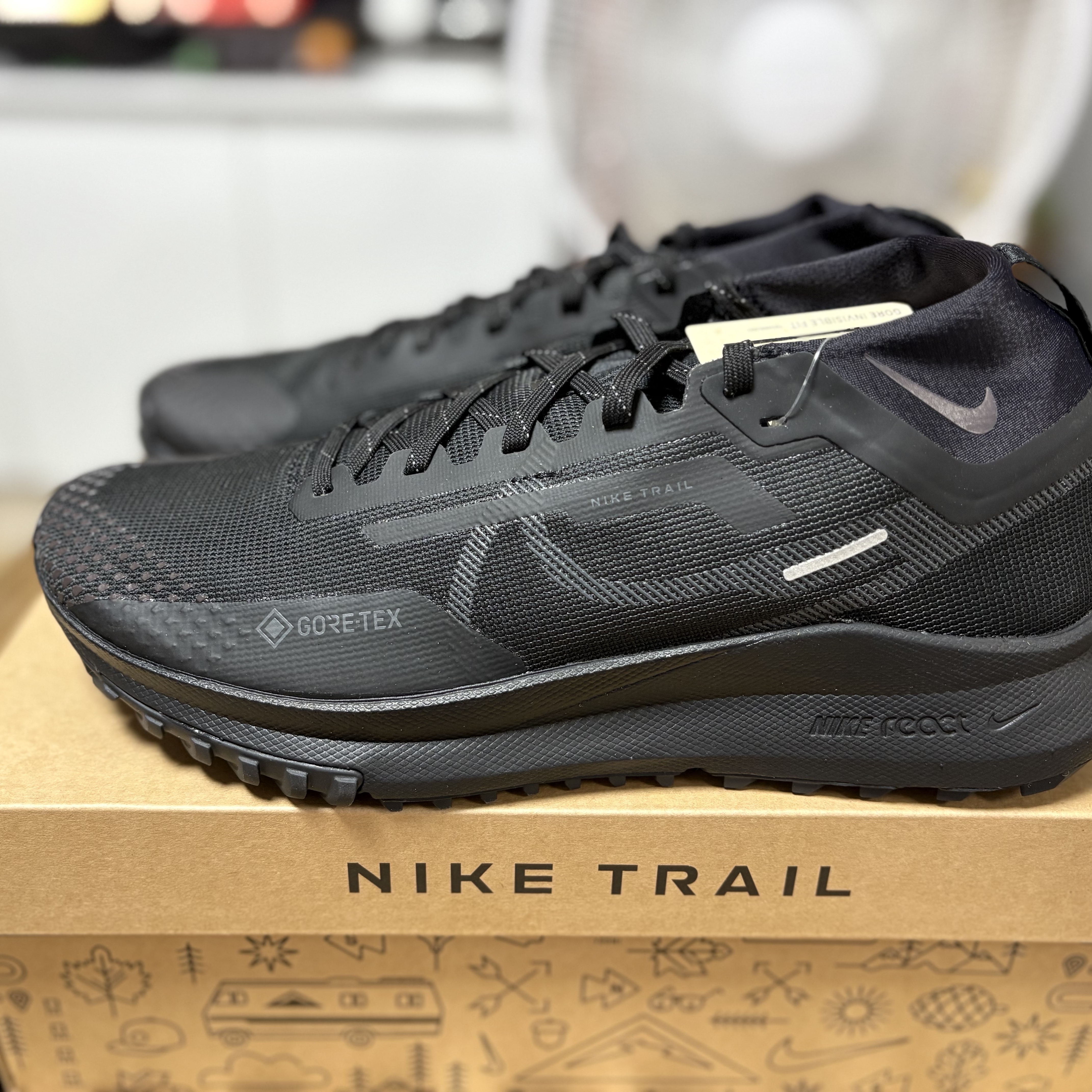 Nike Pegasus Trail 4 Gore-Tex Black Dark Grey 착용 스타일 - 1