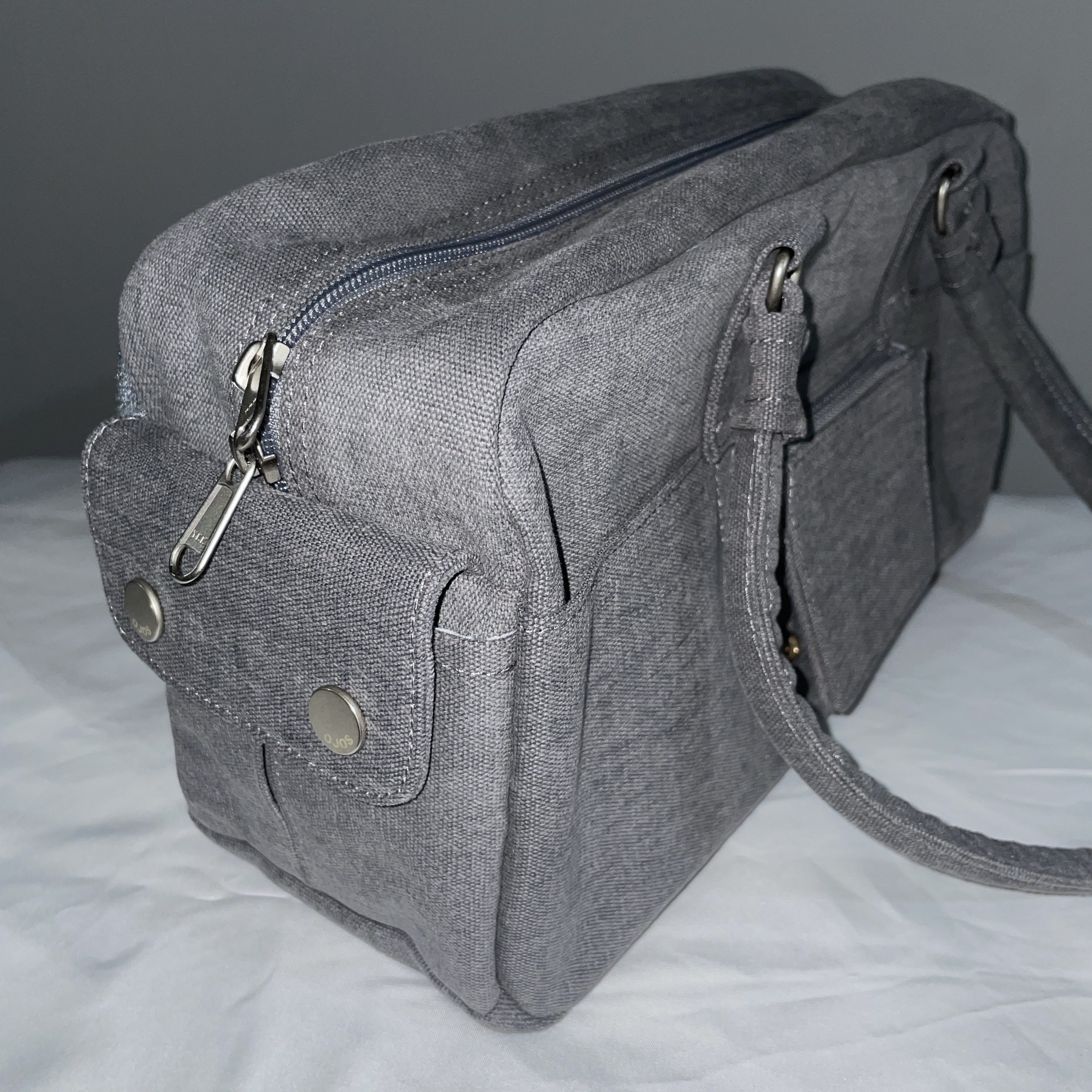 OJOS Detachable Keyring Baguette Bag Stone Blue 착용 스타일 - 1