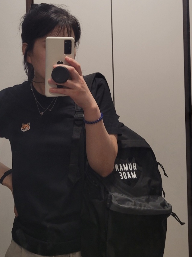 Human Made Backpack Black, (W) Danton Inner Crewneck Jacket Black 착용 스타일 - 1