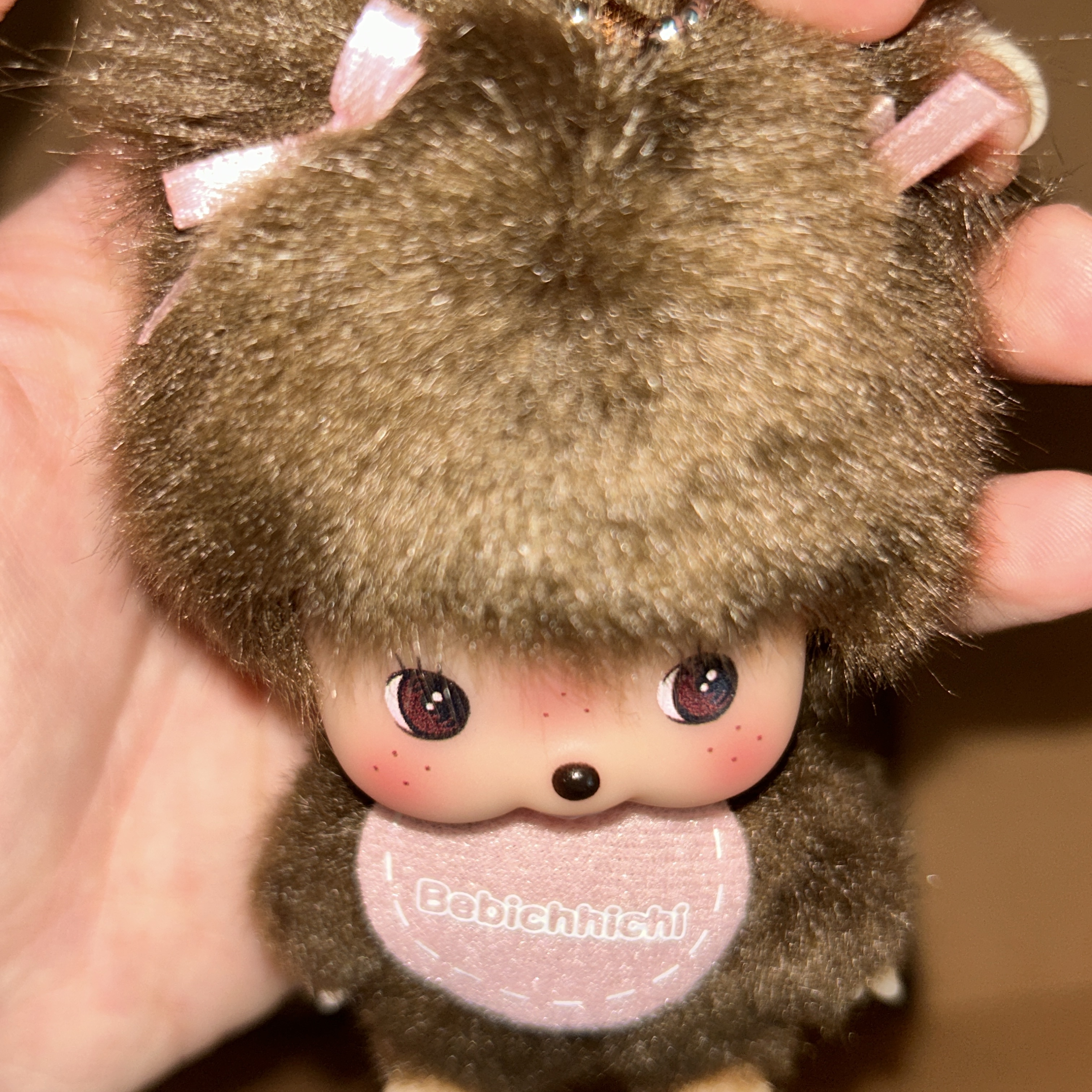 Monchhichi Bebichhichi Bighead SS Girl Key Chain Pink 착용 스타일 - 1