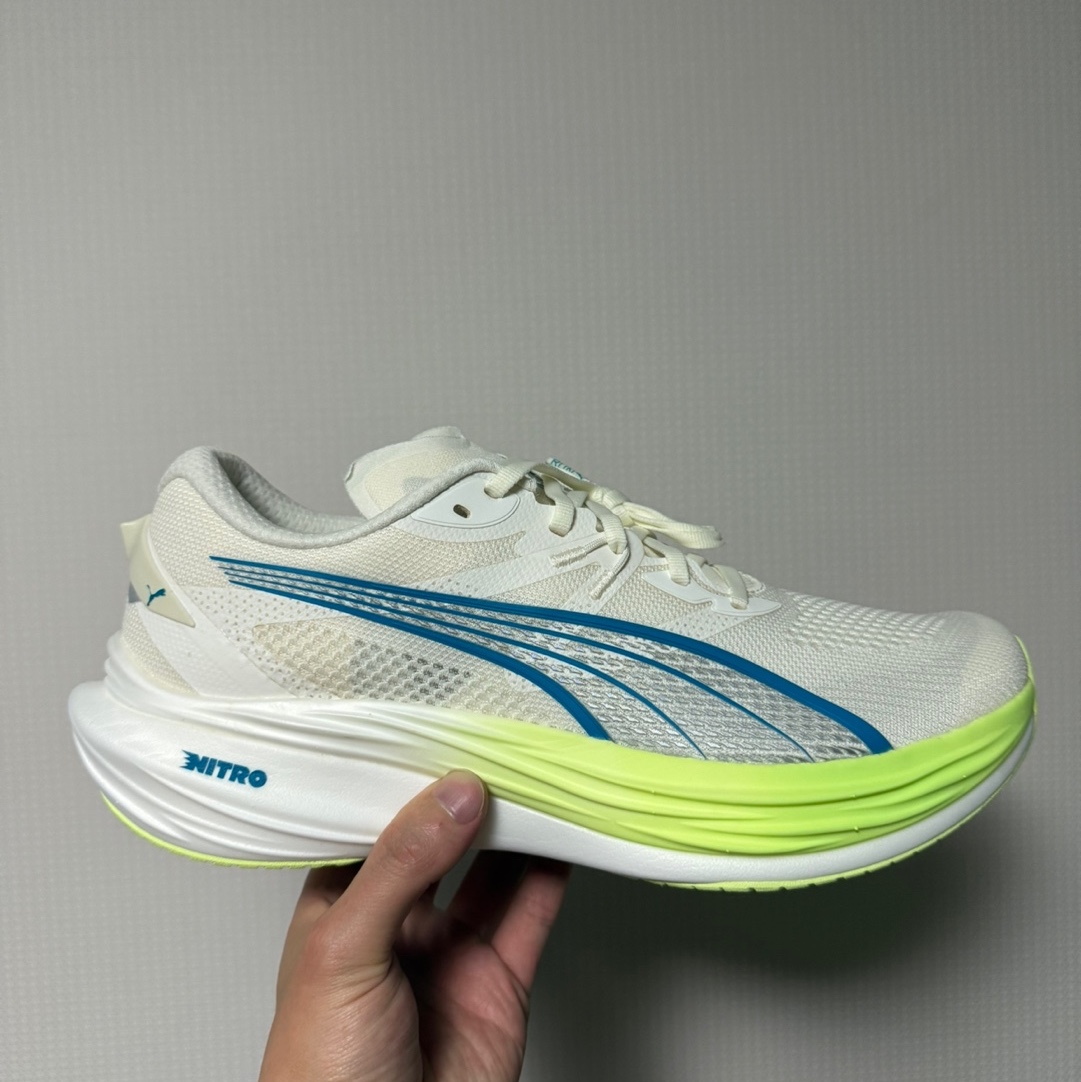 Puma Deviate Nitro 3 Wide Frosted Ivory Tropical Blue 착용 스타일