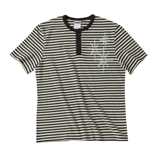 UN25SURS31WH Untitled Starrynight Stripe Henley Neck Short Sleeve White Black