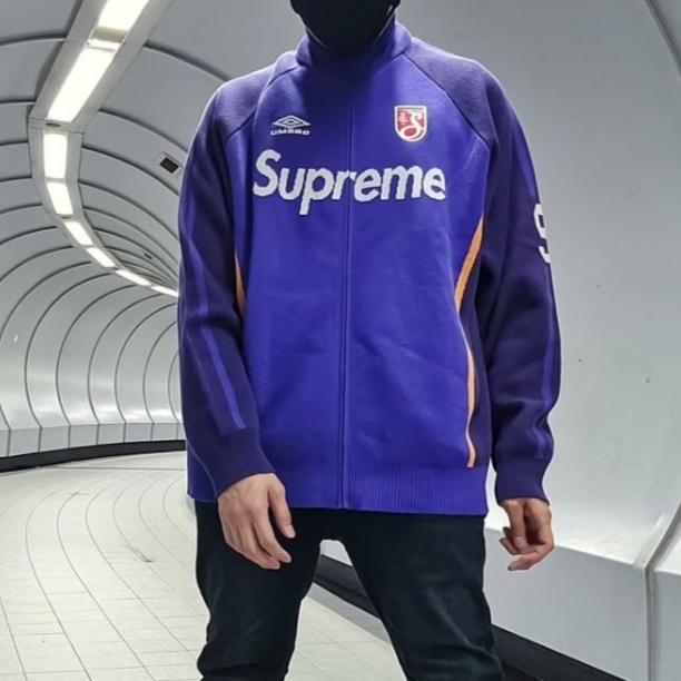Supreme x Umbro Zip Up Sweater Purple - 25SS 착용 스타일 - 1