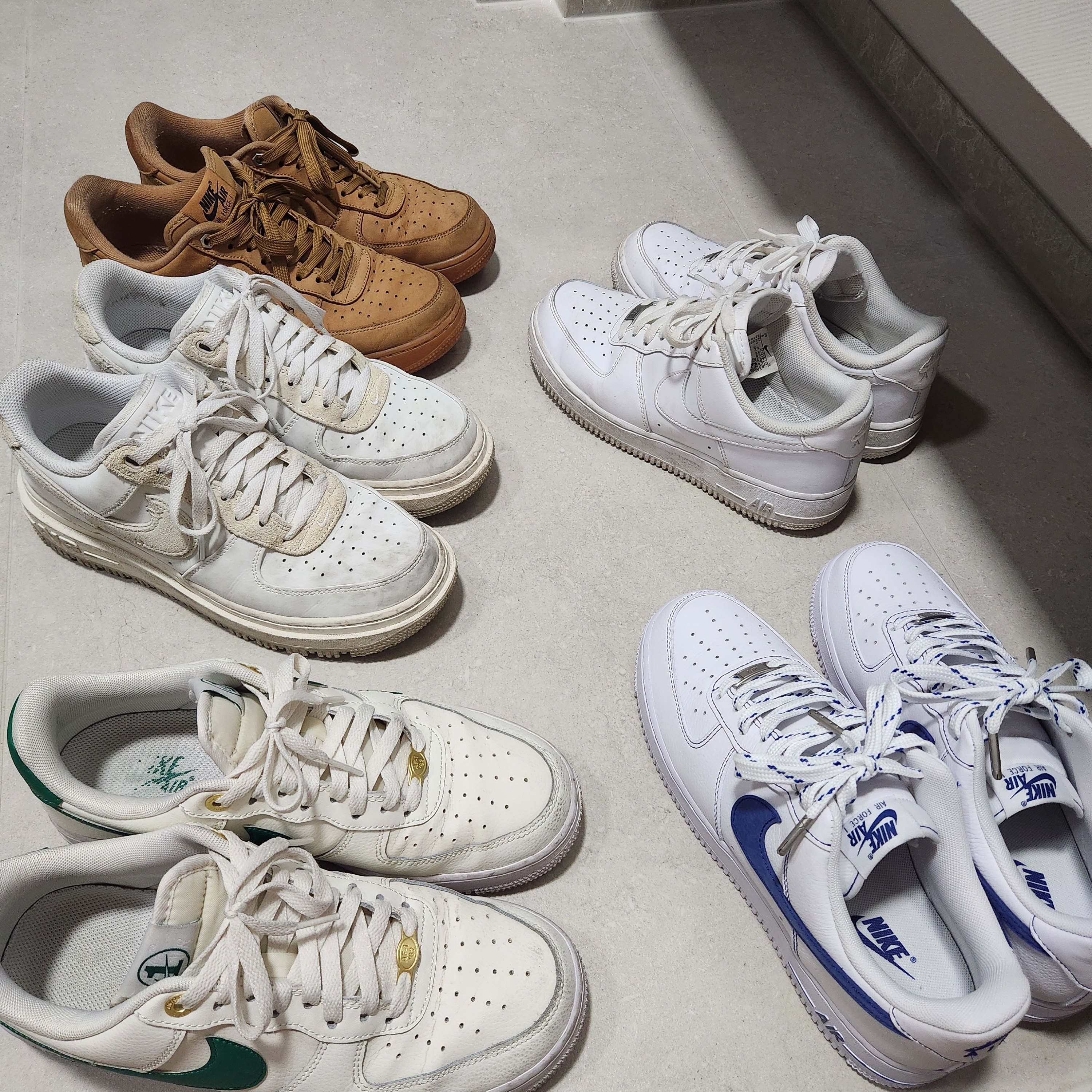 Nike Air Force 1 '07 LV8 White Deep Royal Blue, Nike Air Force 1 '07 LV8 40th Anniversary Join Forces Sail Malachite 착용 스타일 - 4