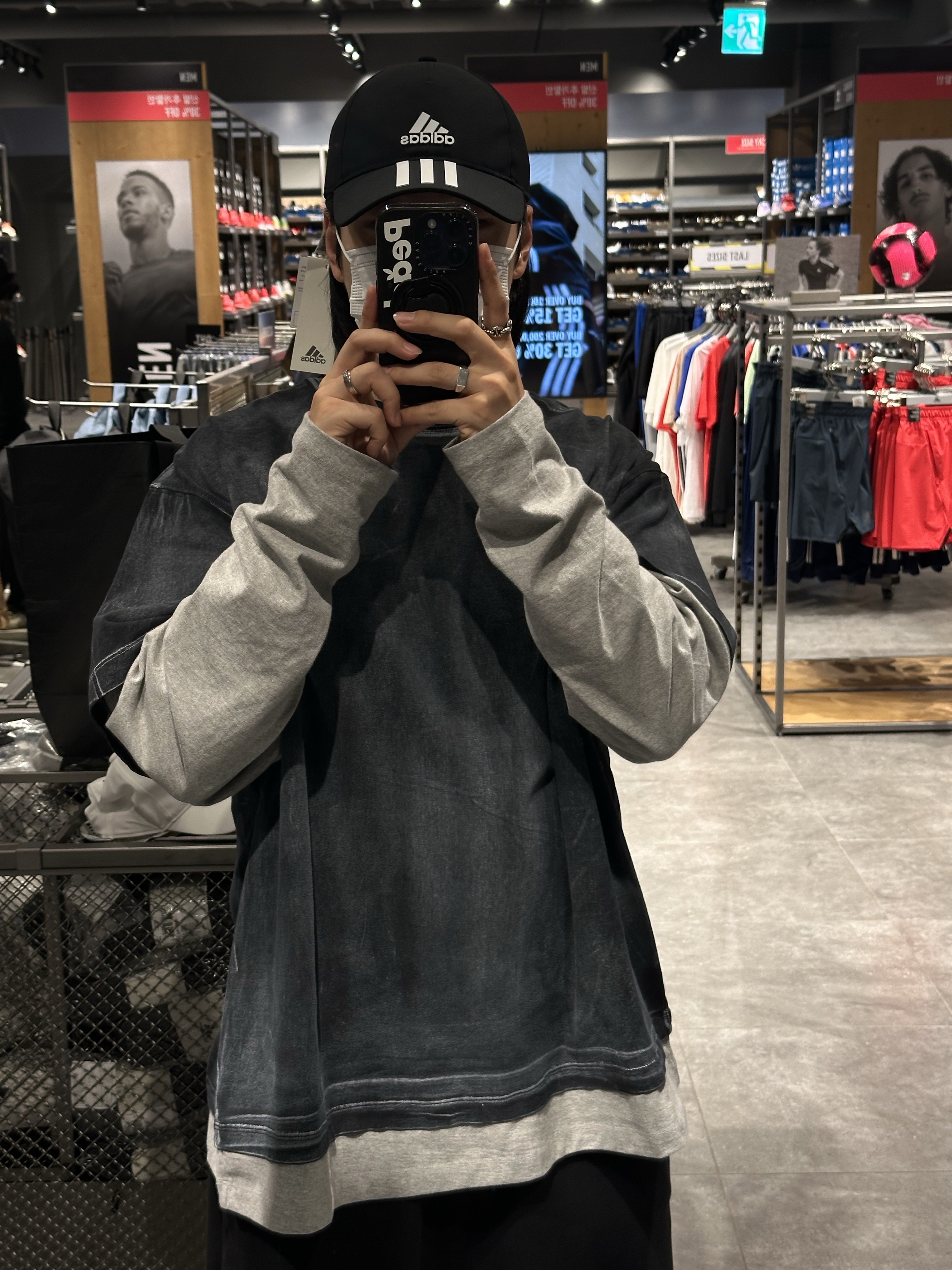 Adidas Adicolor Windbreaker Green - KR Sizing, Nonnod Milky washed layered T-Shirt 착용 스타일 - 3