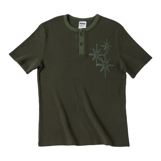 UN25SURS33KH Untitled Starrynight Waffle Henley Neck Short Sleeve Khaki