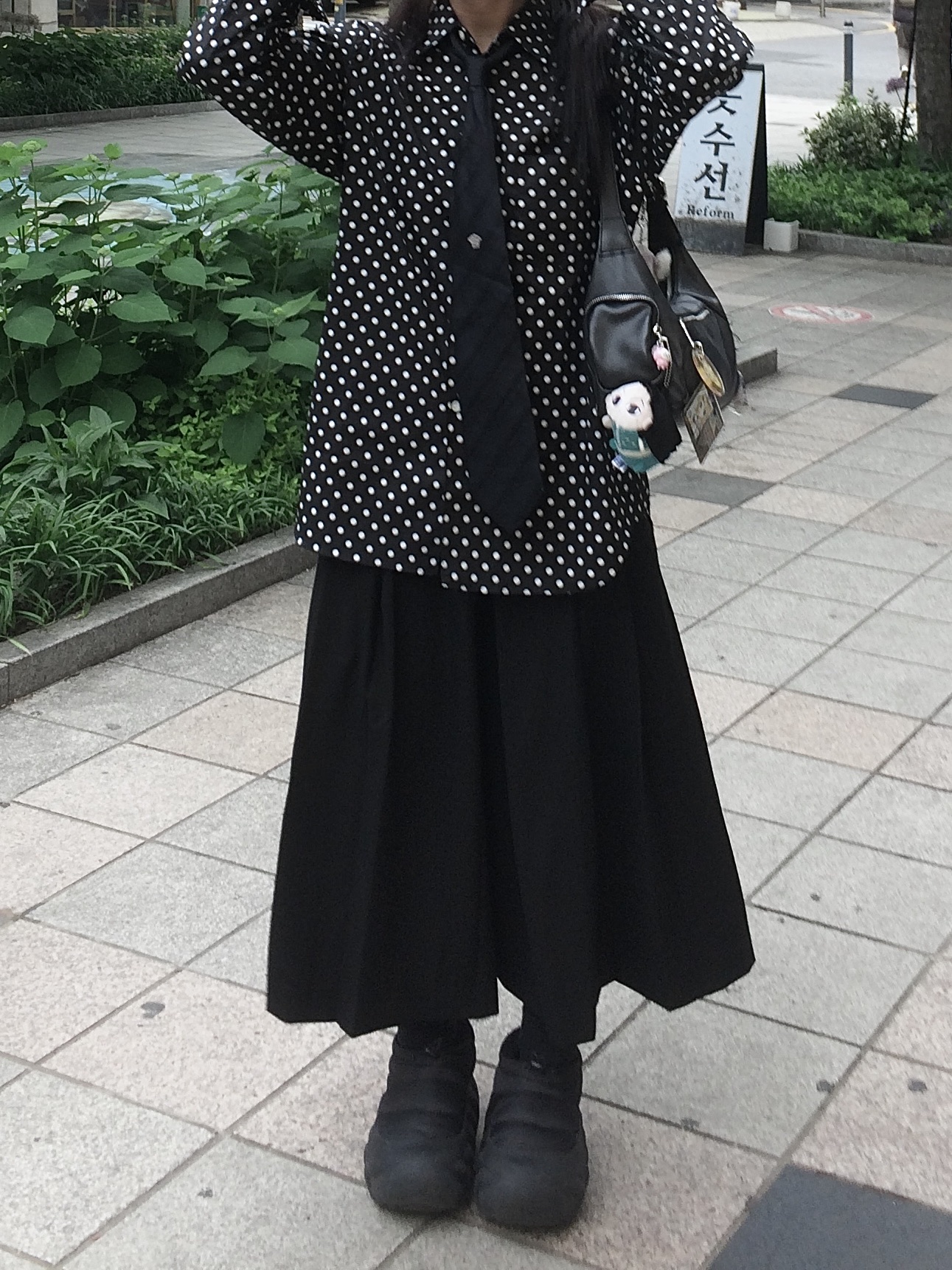 CDG Polka Dot Shirt Black 착용 스타일