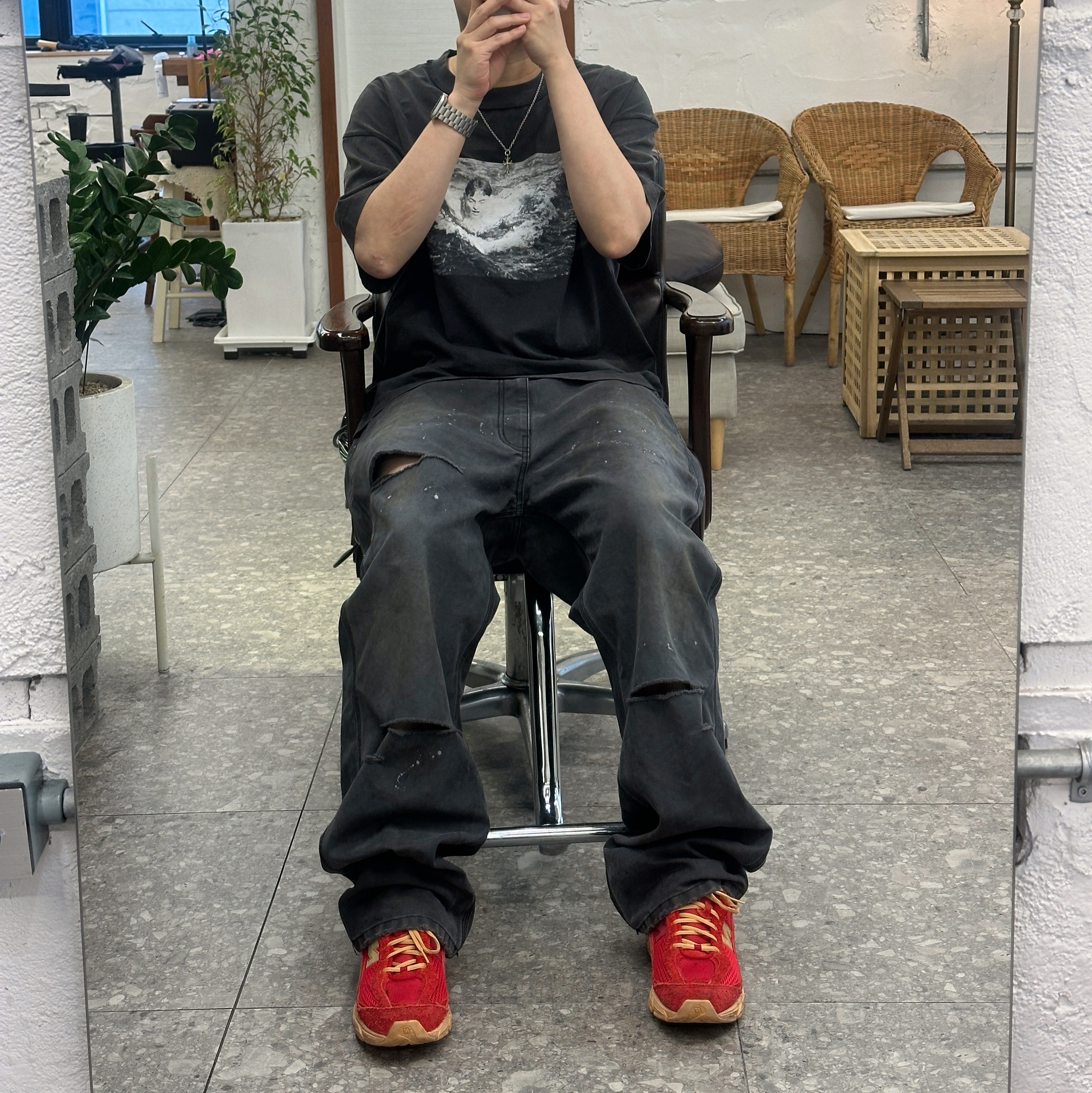 New Balance 509 Deep Red 착용 스타일