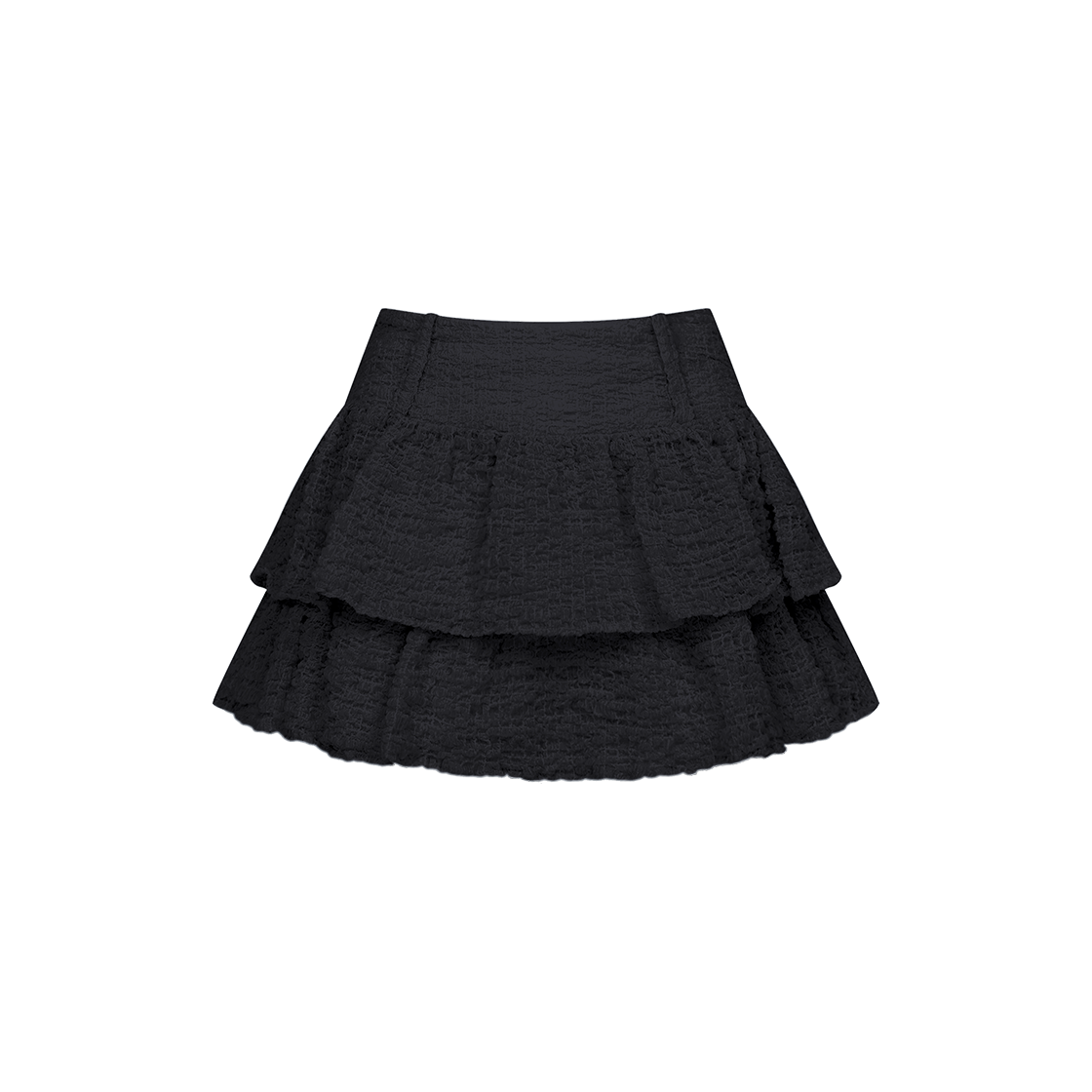 2025SK2096BKS Letter From Moon Summer Wrinkle Cancan Mini Skirt Black - 대표 이미지 #1