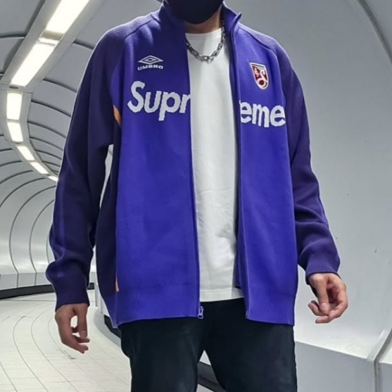 Supreme x Umbro Zip Up Sweater Purple - 25SS 착용 스타일 - 2