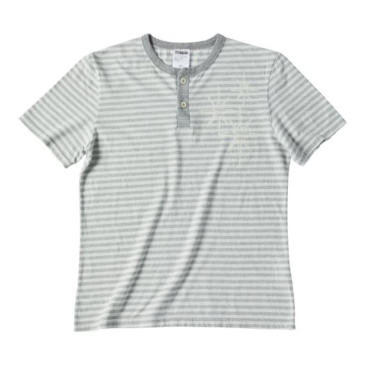UN25SURS31MG Untitled Starrynight Stripe Henley Neck Short Sleeve Melange White