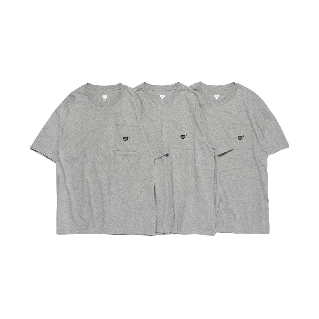 휴먼 메이드 포켓 티셔츠 그레이 세트 (3개입)(Human Made Pocket T-Shirt Gray Set (3 Pack)) - 1