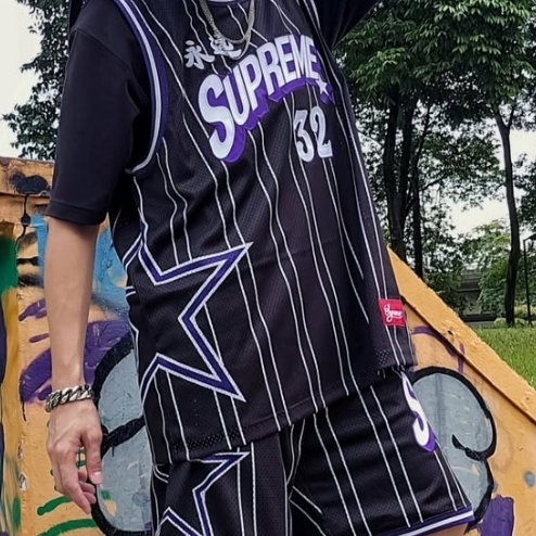 Supreme Star Basketball Jersey Black - 24SS 착용 스타일 - 4