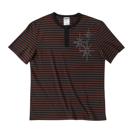 UN25SURS31WN Untitled Starrynight Stripe Henley Neck Short Sleeve Wine Black