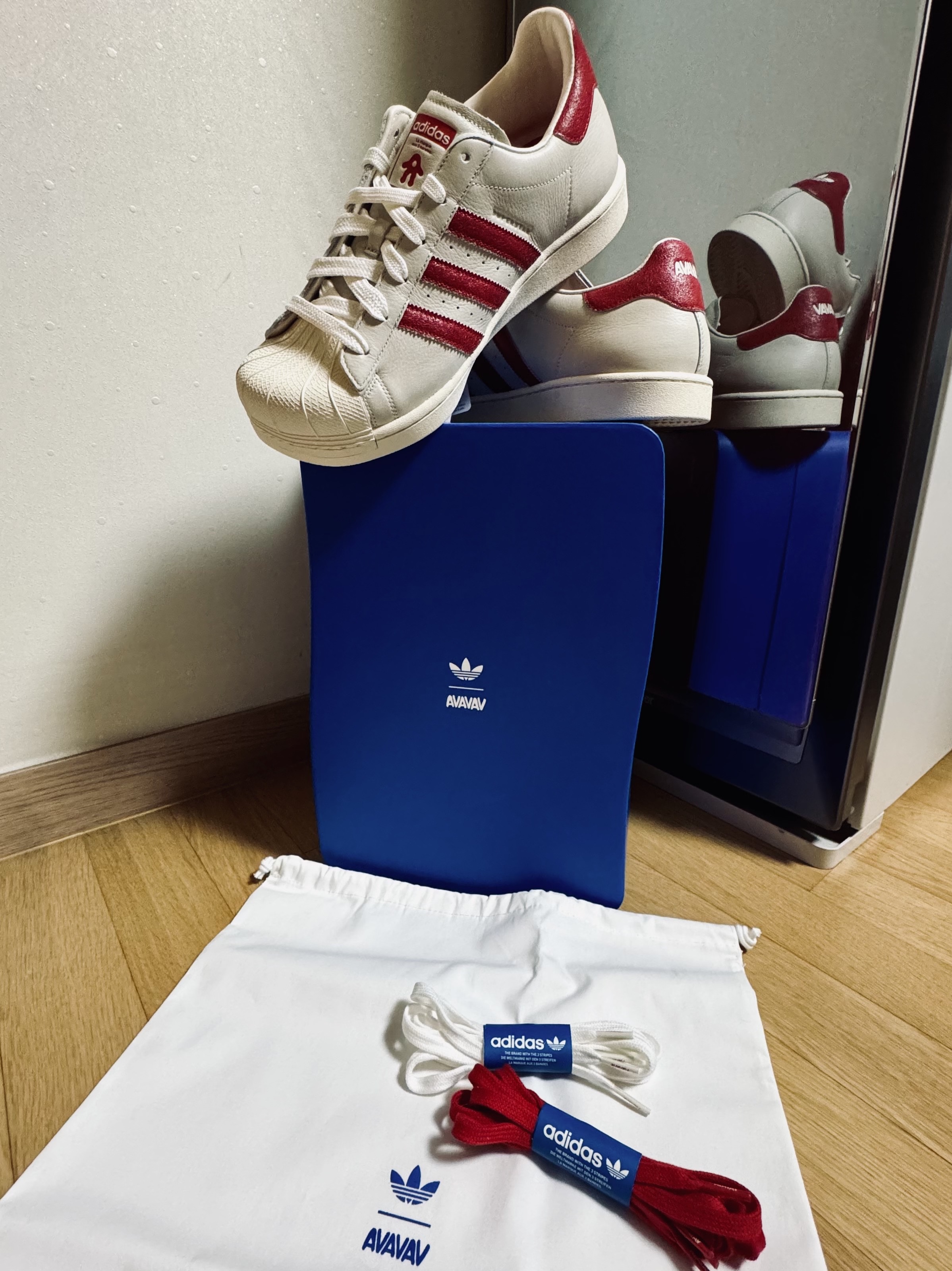 (W) Adidas x Avavav Superstar Crystal White Supplier Colour 착용 스타일