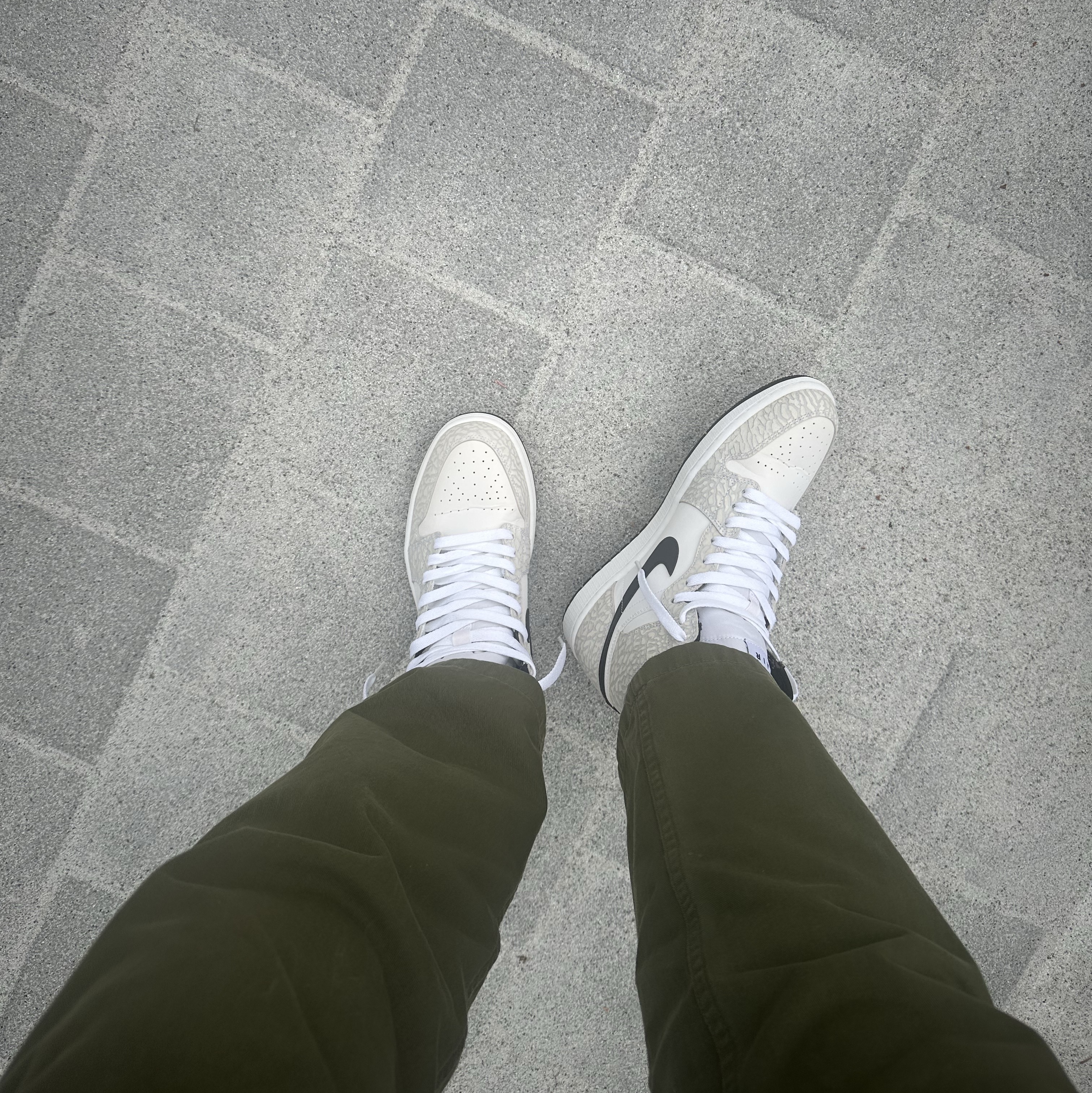Jordan 1 Retro High White Elephant Print 착용 스타일