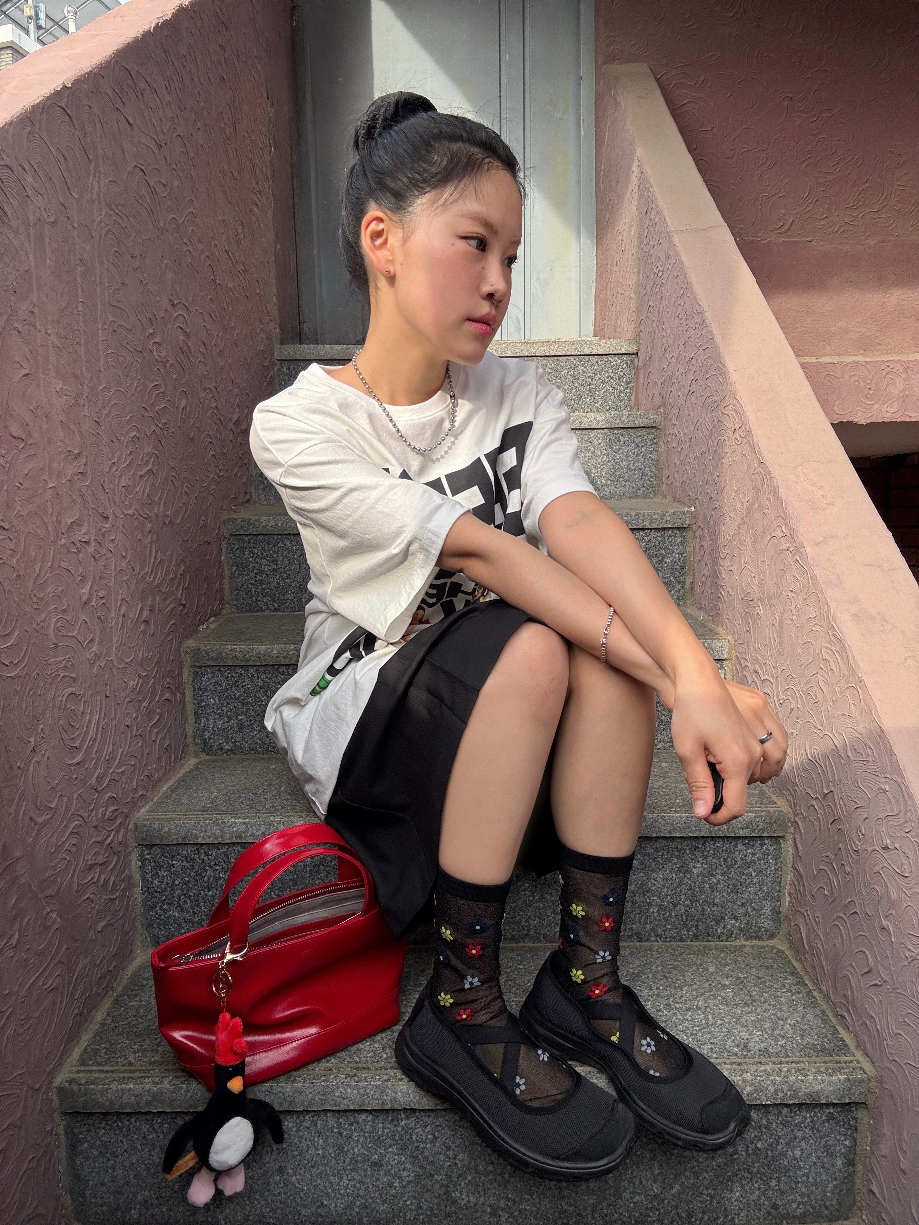 Salomon x Sandy Liang RX Marie Jeanne Black 착용 스타일