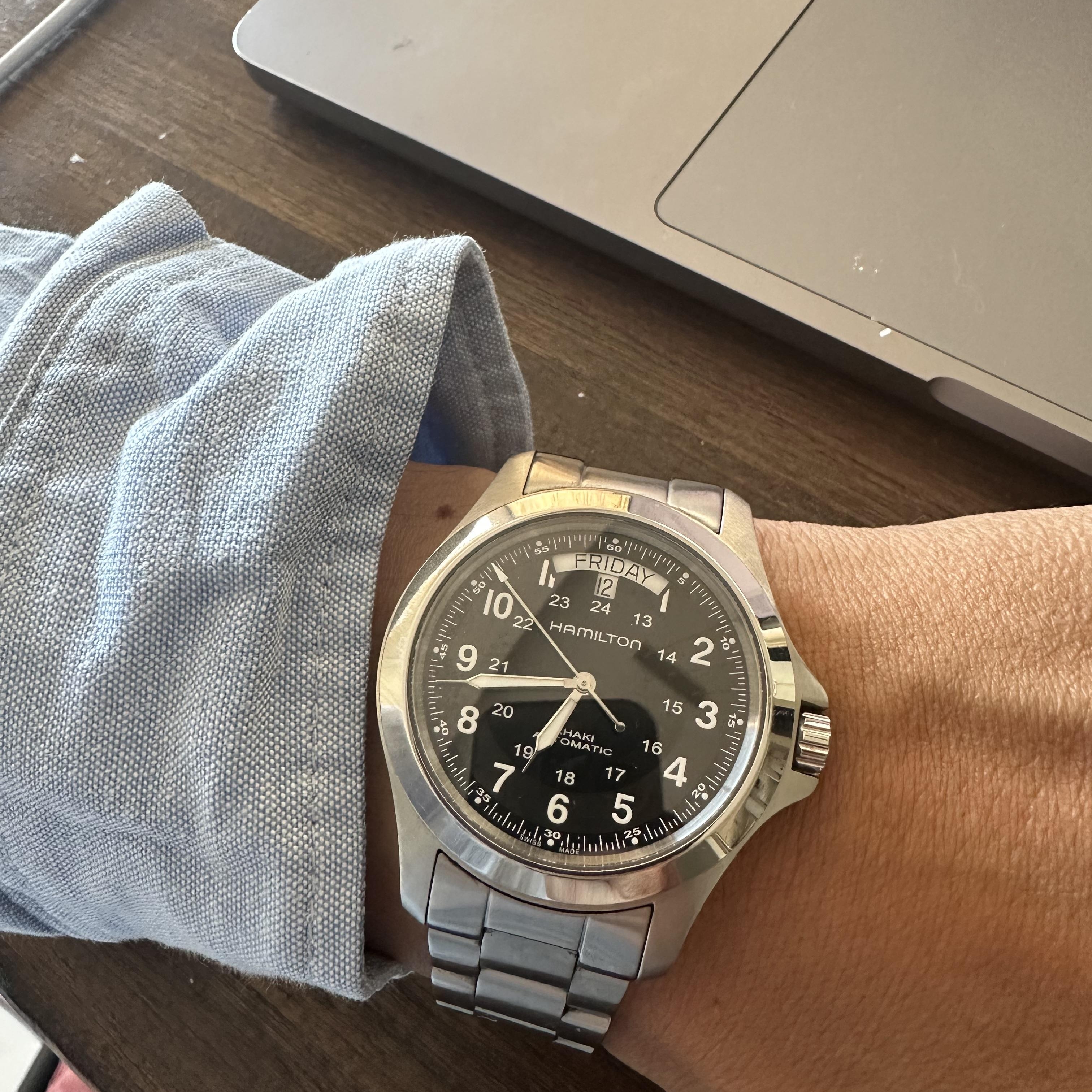 Hamilton Khaki Field King Auto 40mm Stainless Steel Black 착용 스타일