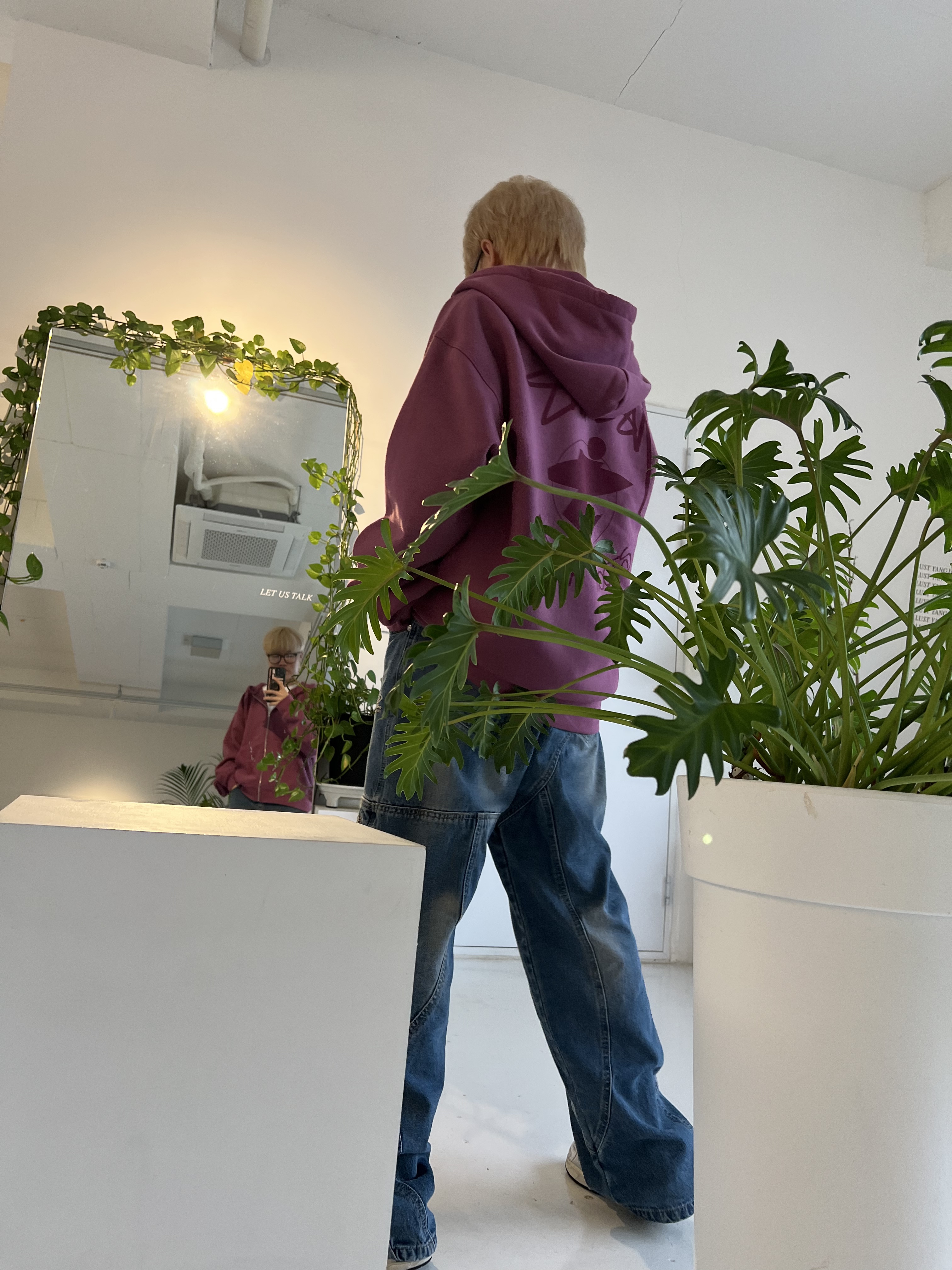 Stussy Beach Roots Zip Hoodie Berry, Asics Gel-1130 White Cloud Grey 착용 스타일 - 1