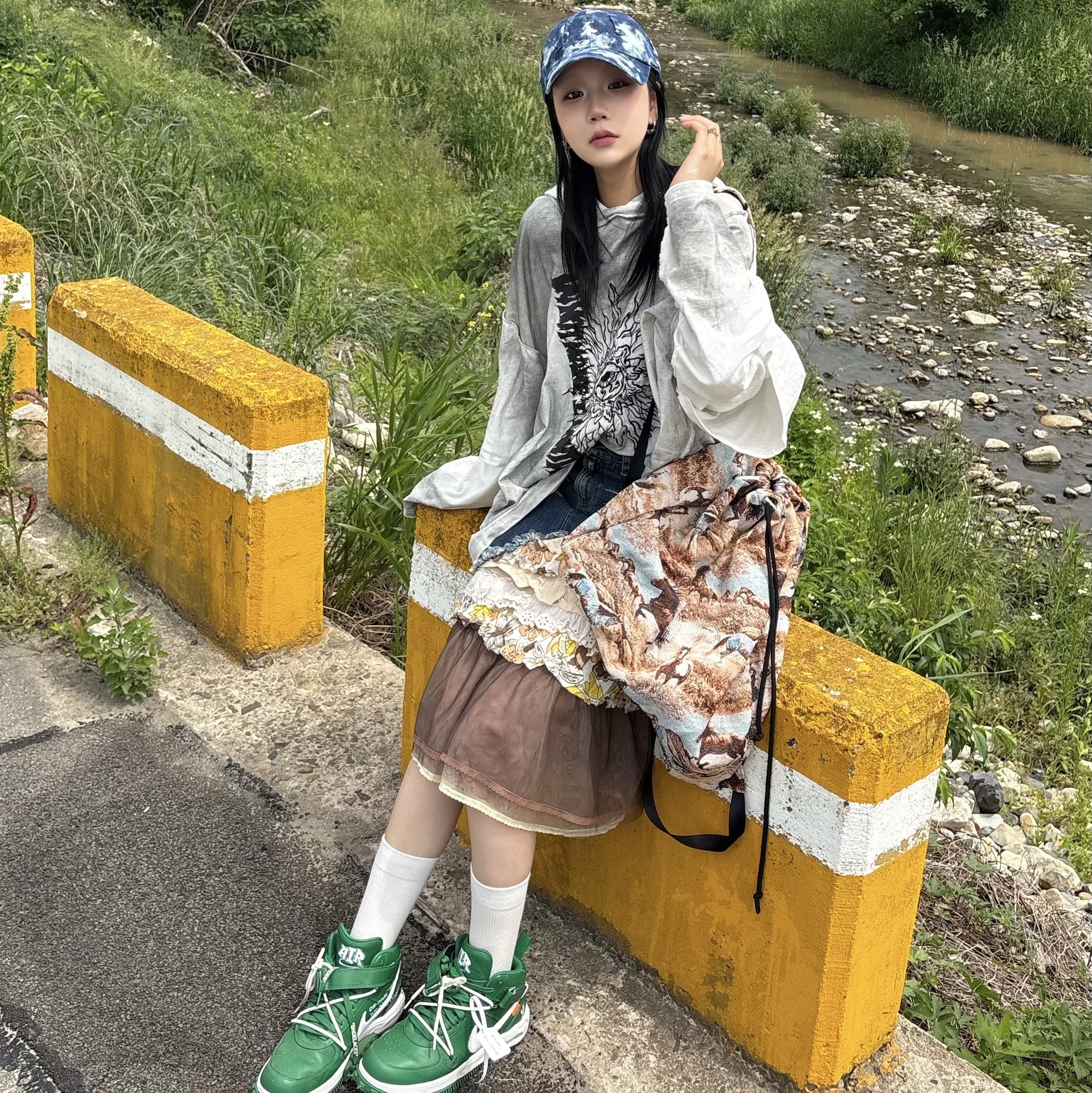 Nike x Off-White Air Force 1 Mid SP Leather Pine Green 착용 스타일 - 1