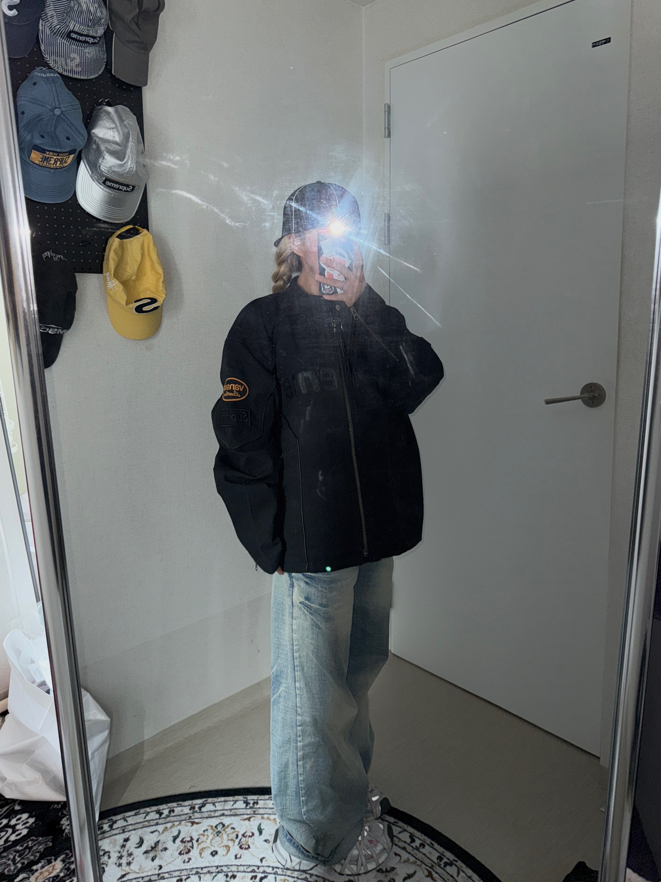 Supreme x Vanson Leathers Cordura Cotton Jacket Black - 25SS 착용 스타일