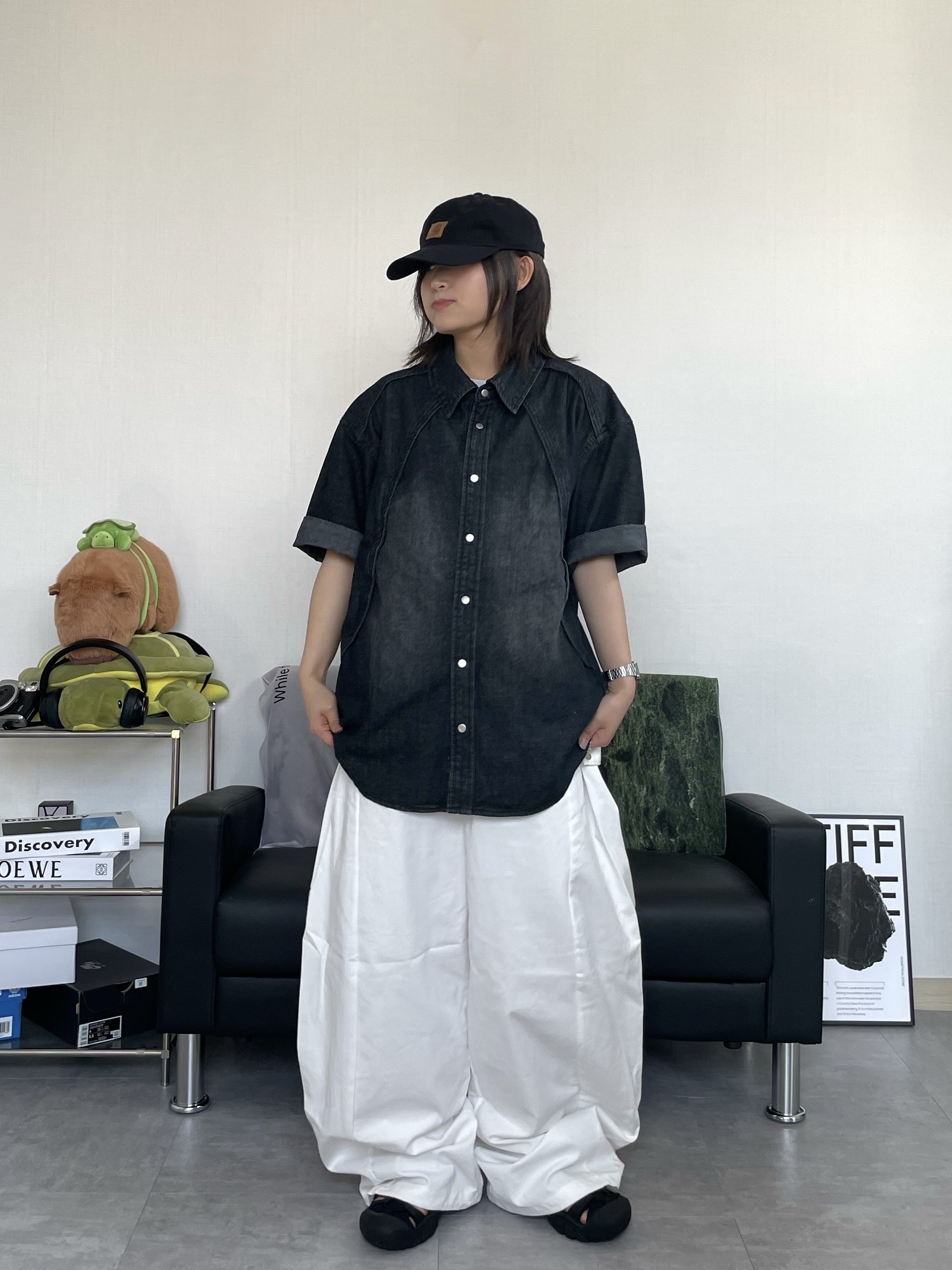 (W) Keen Newport H2 Triple Black, Carhartt Canvas Cap Black 착용 스타일 - 4
