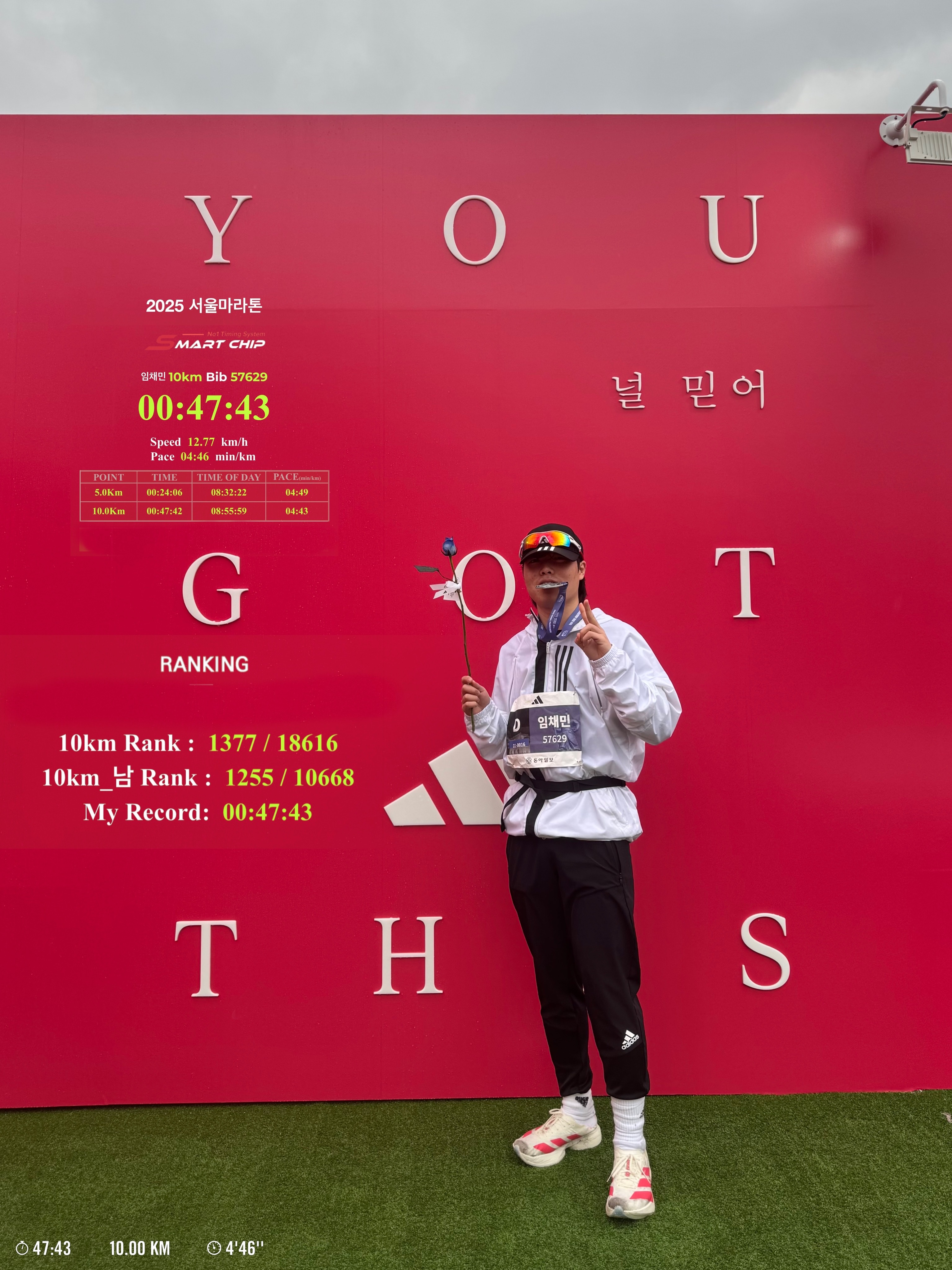 Adidas Adizero Adios Pro 4 Off White Semi Lucid Red 착용 스타일 - 1
