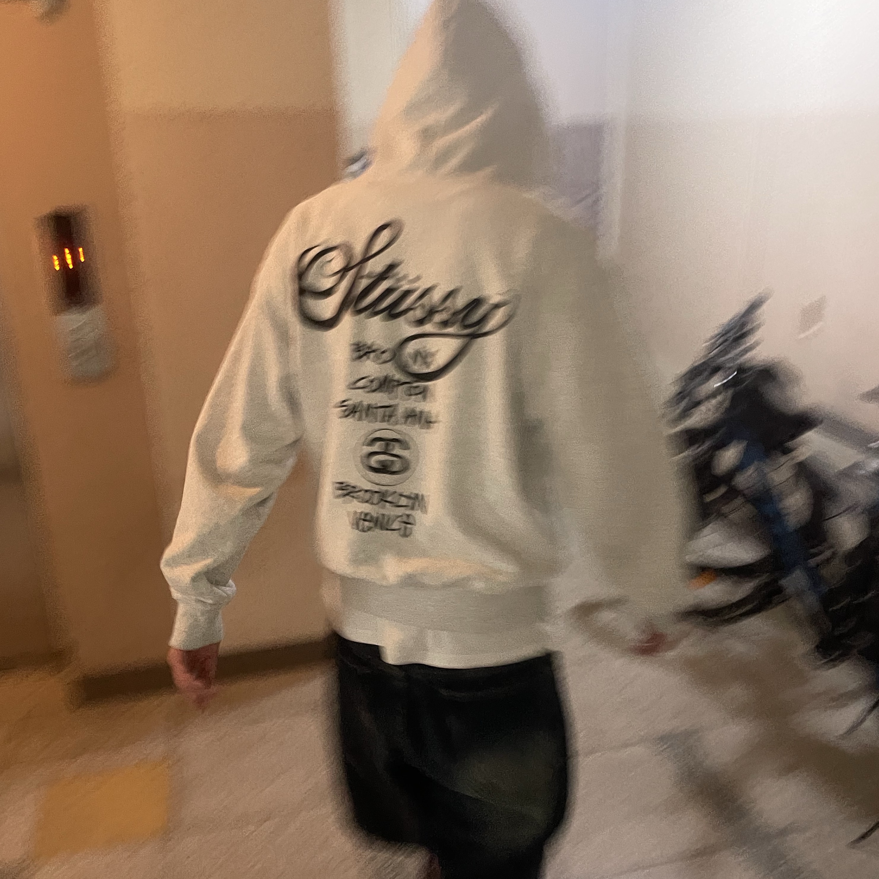 Stussy World Tour Zip Hoodie Ash Heather 2023 착용 스타일