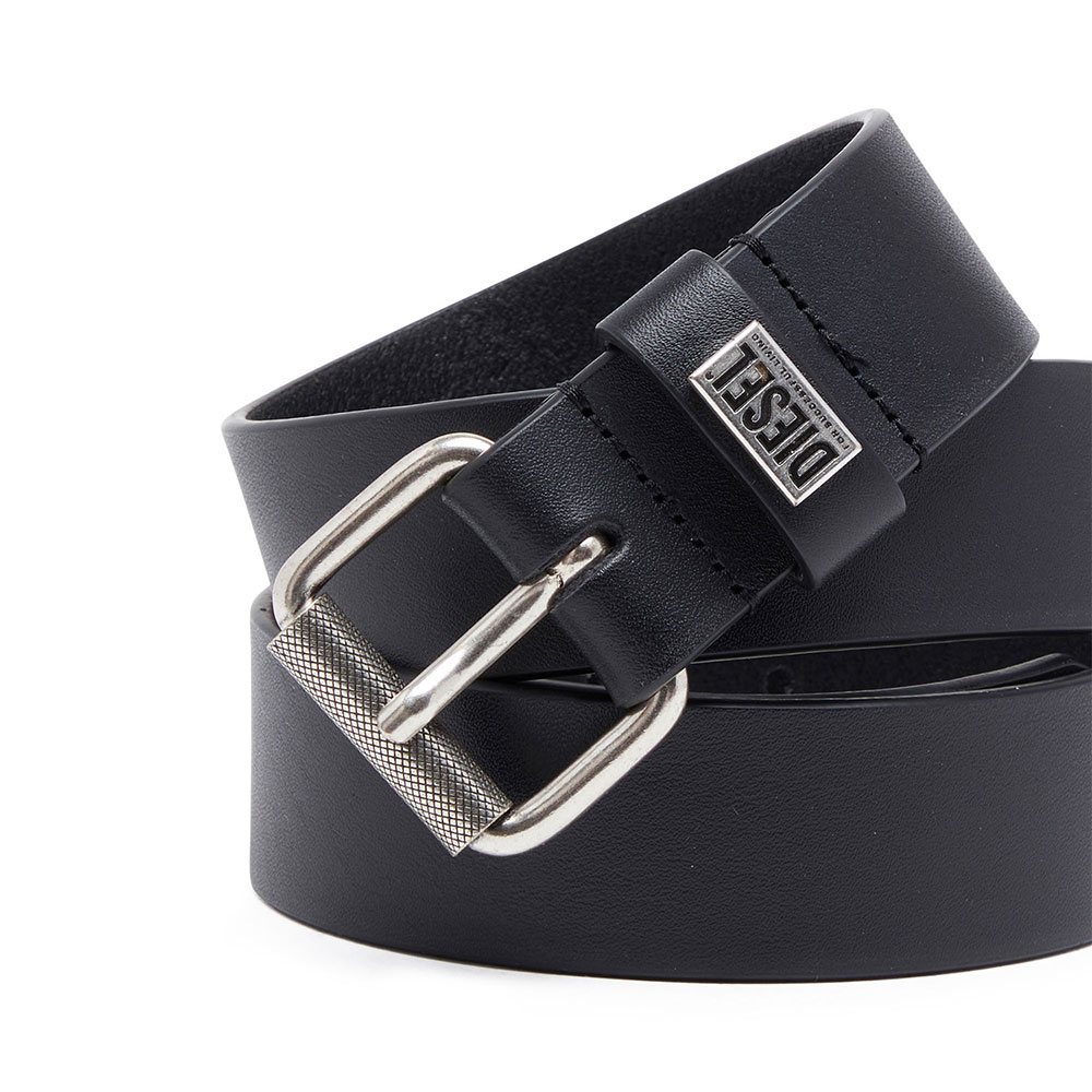 Diesel B-Biscotto-Loop Leather Belt Black 착용 스타일 - 2