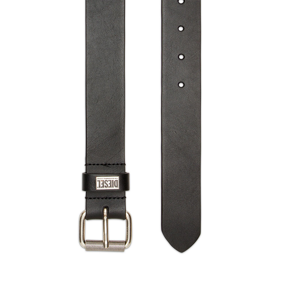 Diesel B-Biscotto-Loop Leather Belt Black 착용 스타일 - 1
