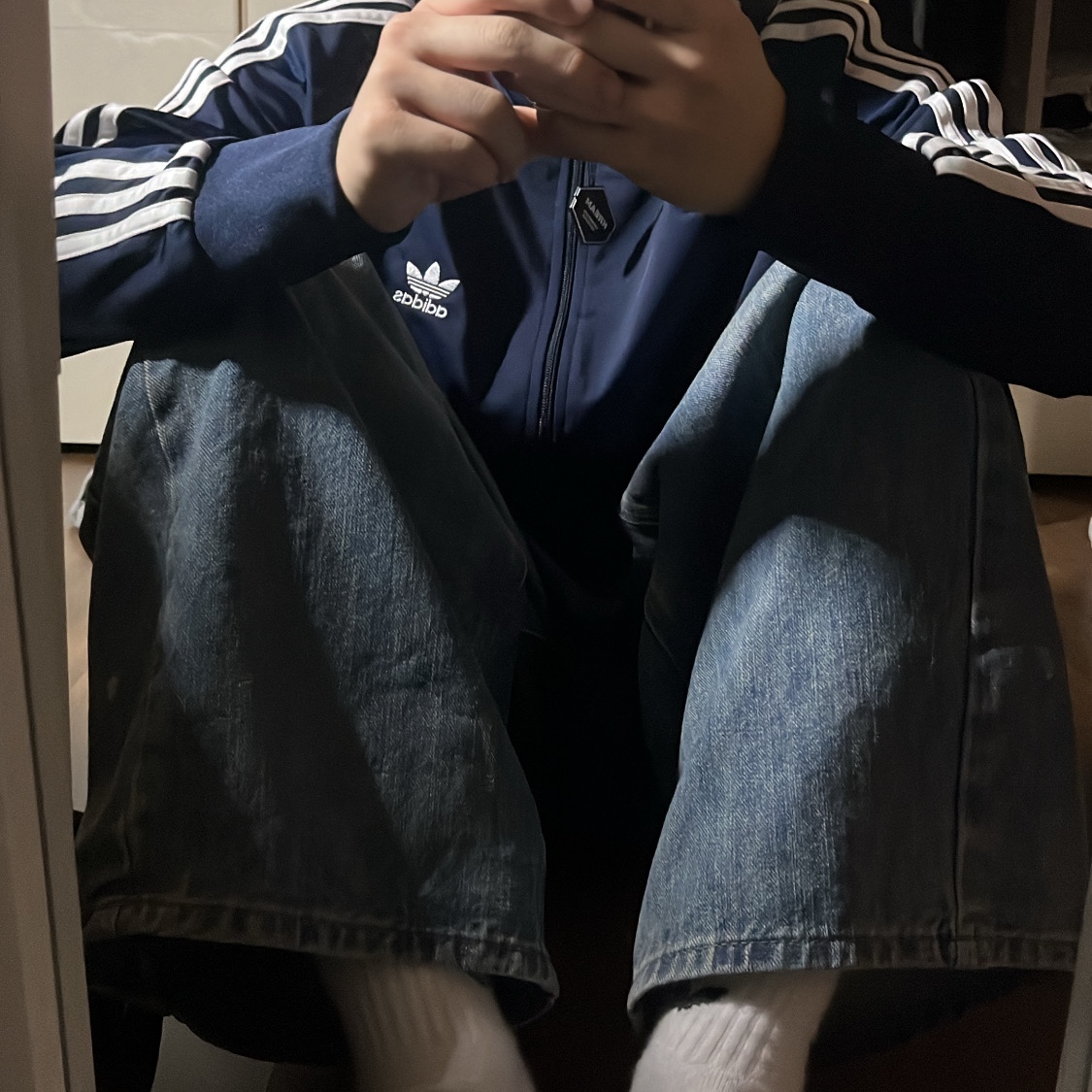 Adidas Adicolor Classic Firebird Track Top Night Indigo - KR Sizing 착용 스타일