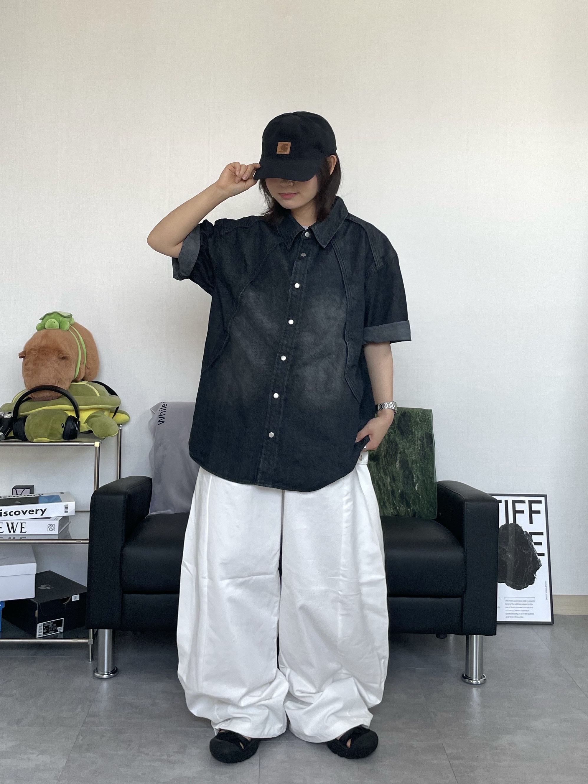 (W) Keen Newport H2 Triple Black, Carhartt Canvas Cap Black 착용 스타일 - 5