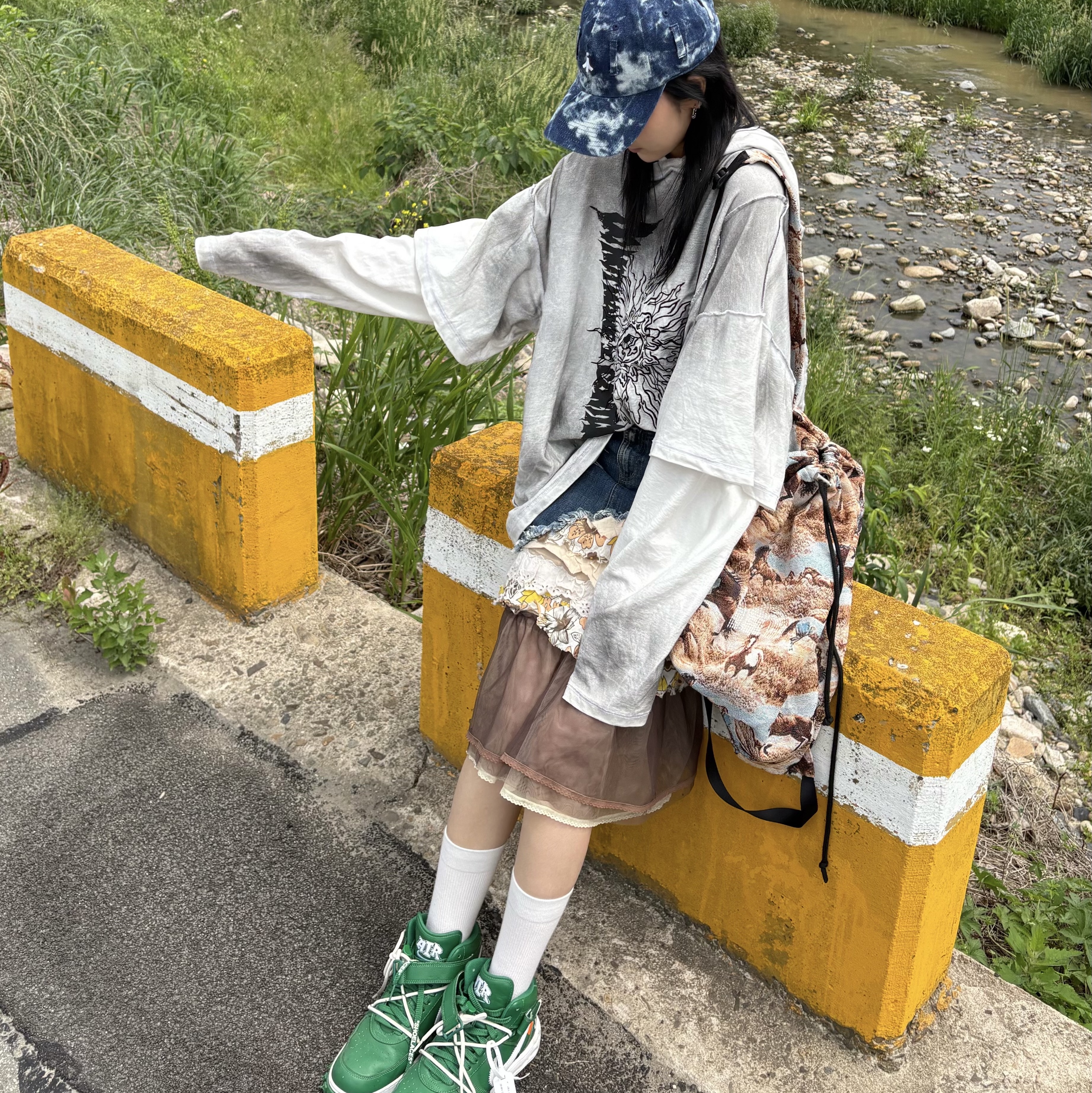 Nike x Off-White Air Force 1 Mid SP Leather Pine Green 착용 스타일 - 2