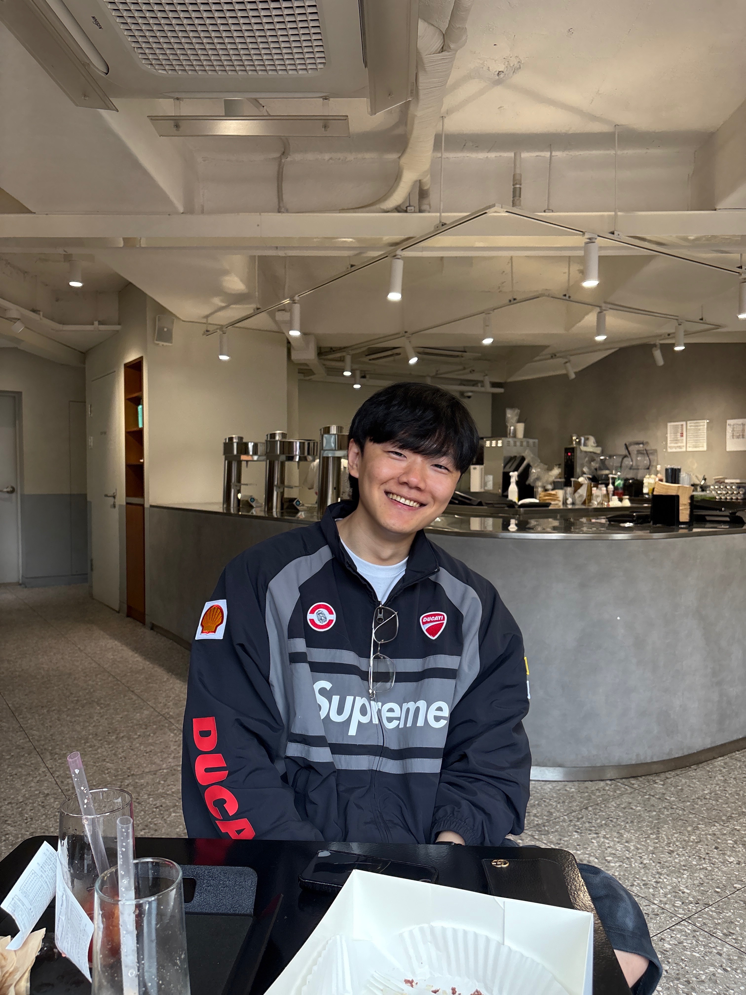 Stussy Burning Stock T-Shirt White, Supreme x Ducati Track Jacket Black - 24SS 착용 스타일 - 1