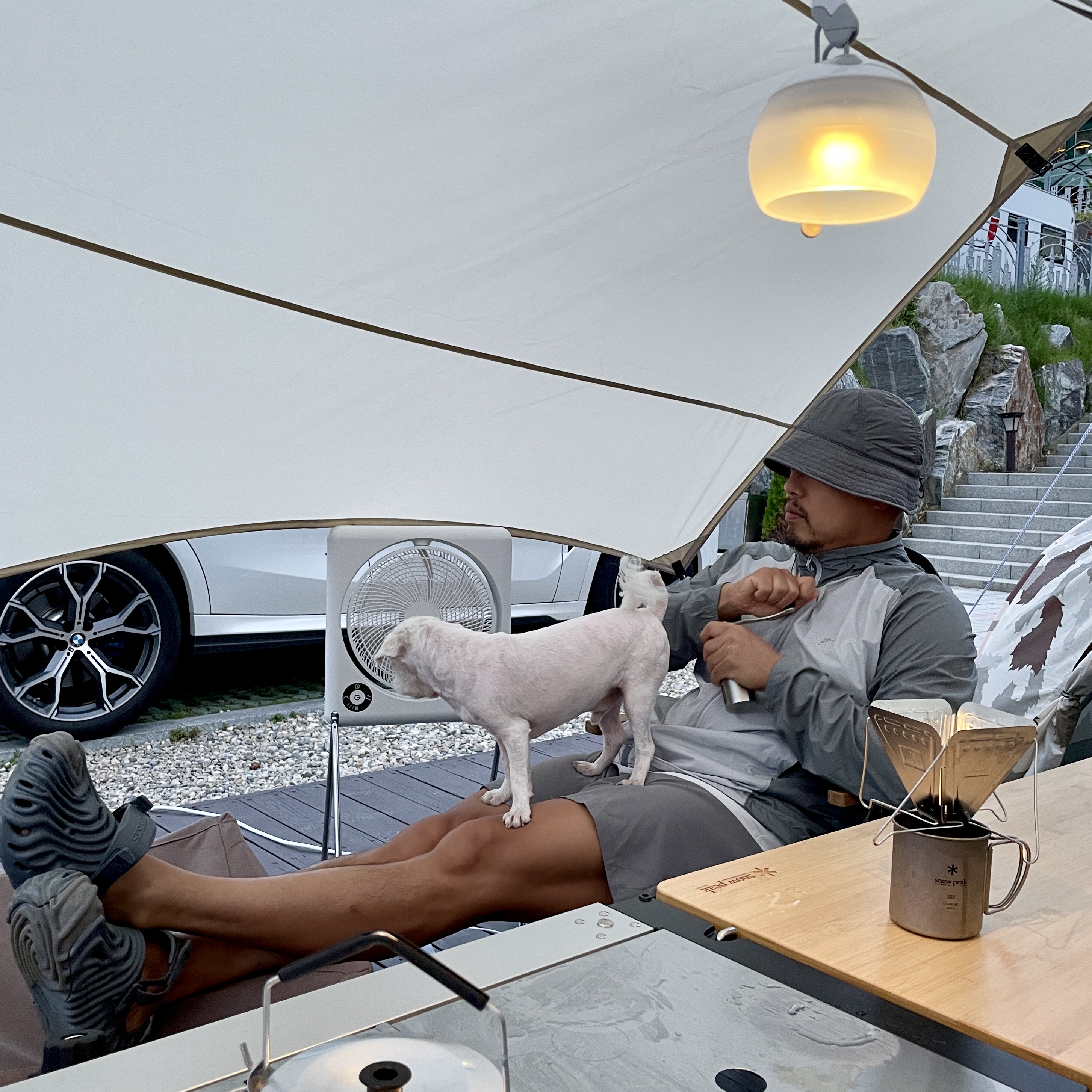 Snow Peak Dog Cot, Snow Peak Connect Tarp Hexa Ivory 착용 스타일 - 1